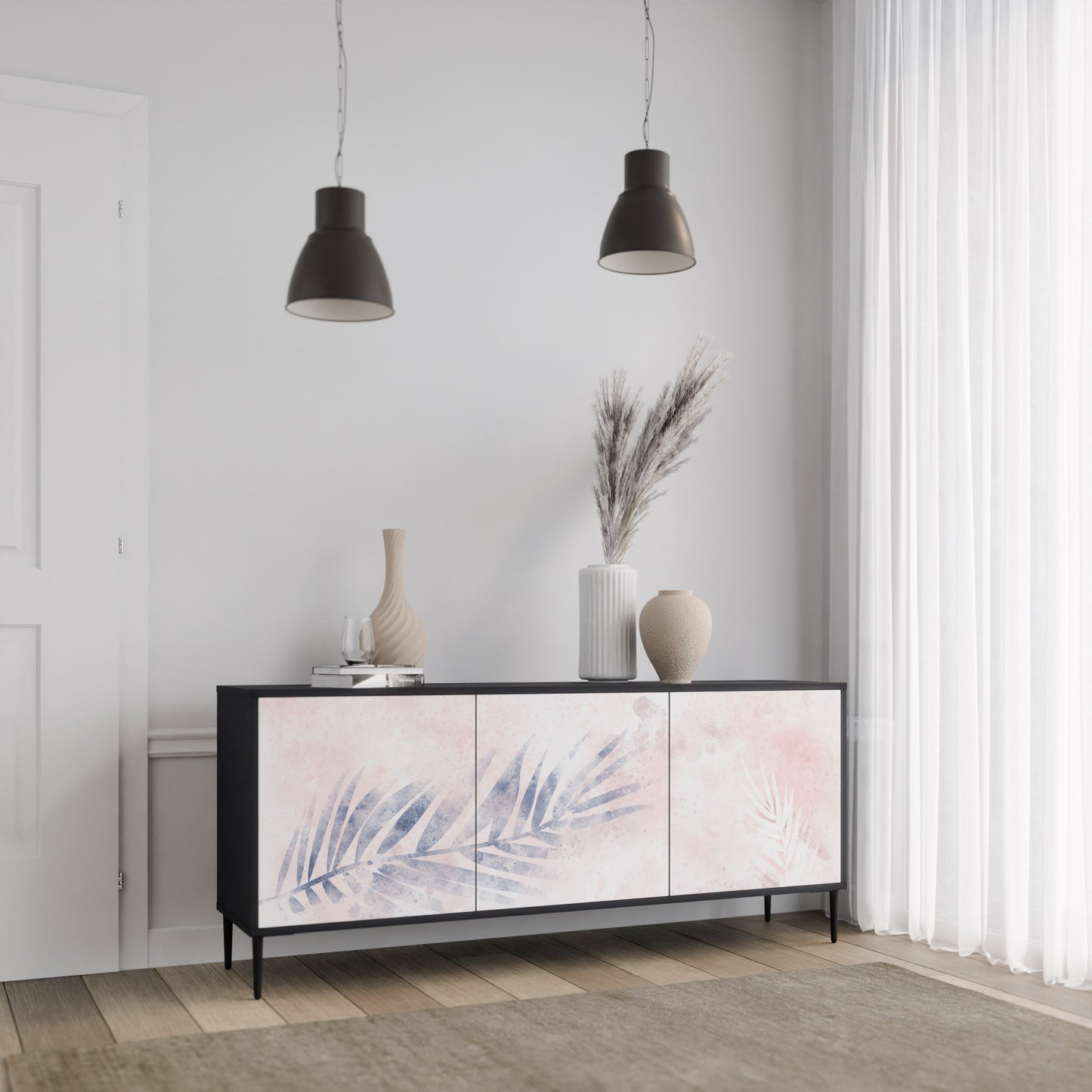 Credenza TIMELESS FLOAT a 3 ante in finitura nera
