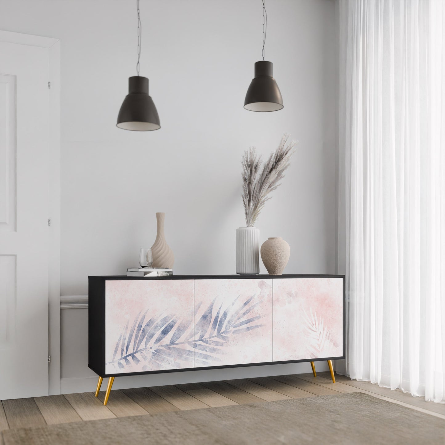 Credenza TIMELESS FLOAT a 3 ante in finitura nera