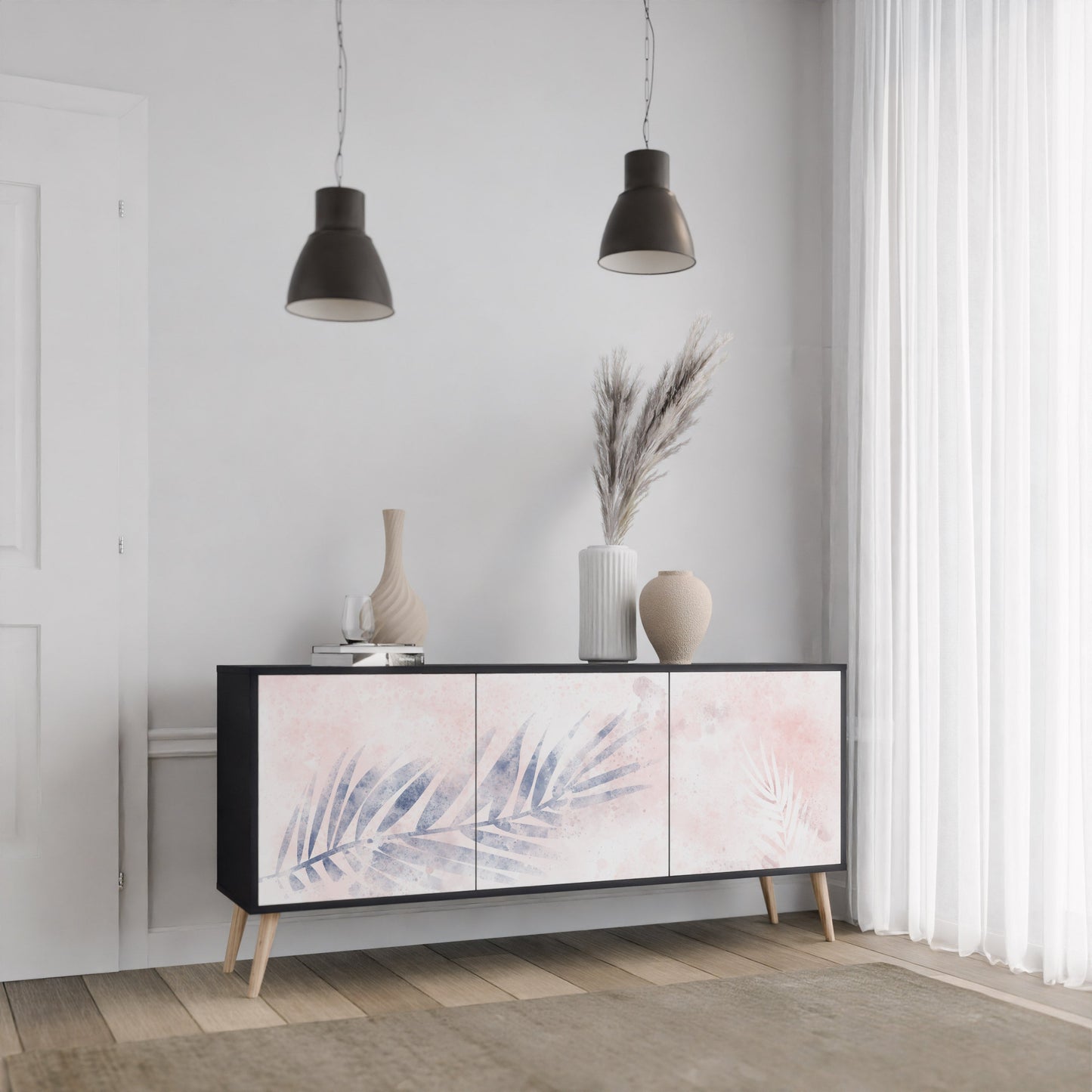 Credenza TIMELESS FLOAT a 3 ante in finitura nera