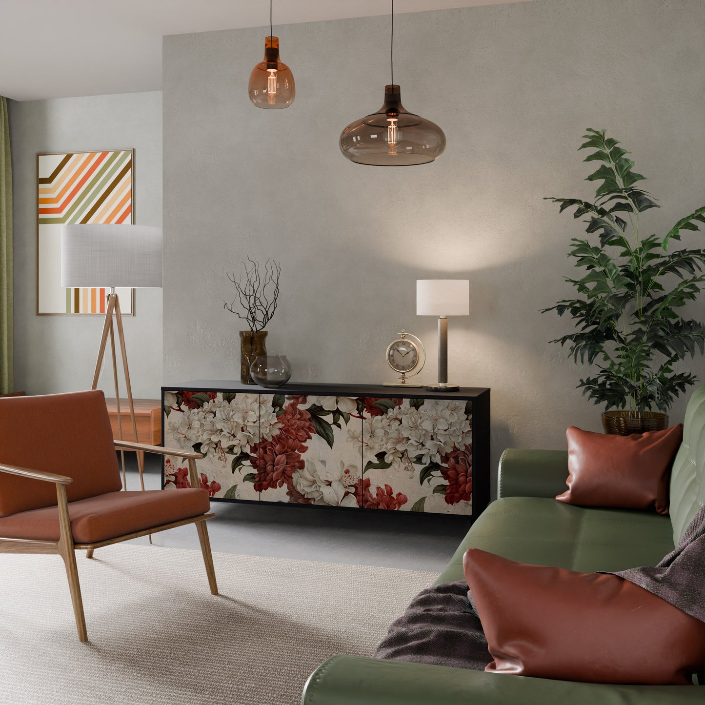 Credenza a 3 ante EPHEMERAL DAYS in finitura nera
