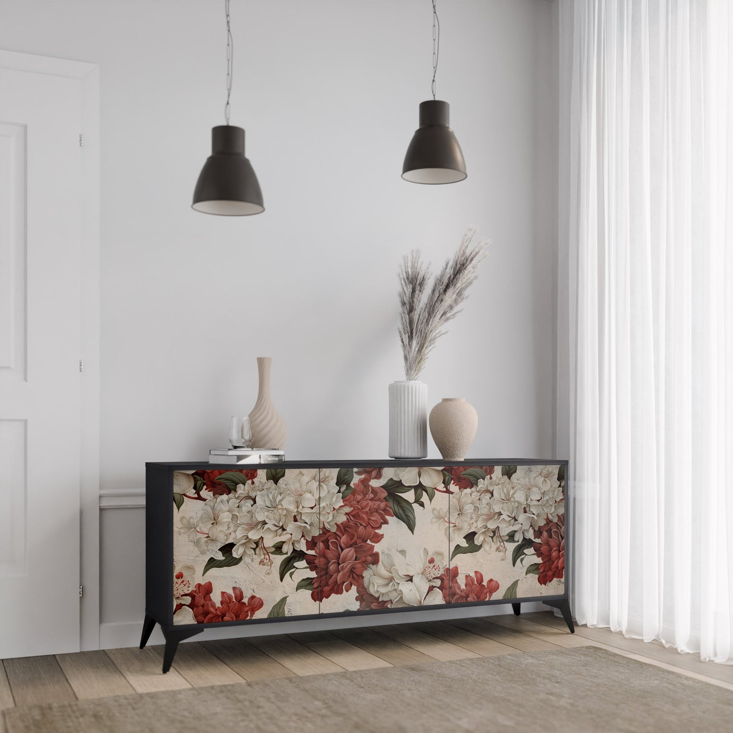 Credenza a 3 ante EPHEMERAL DAYS in finitura nera