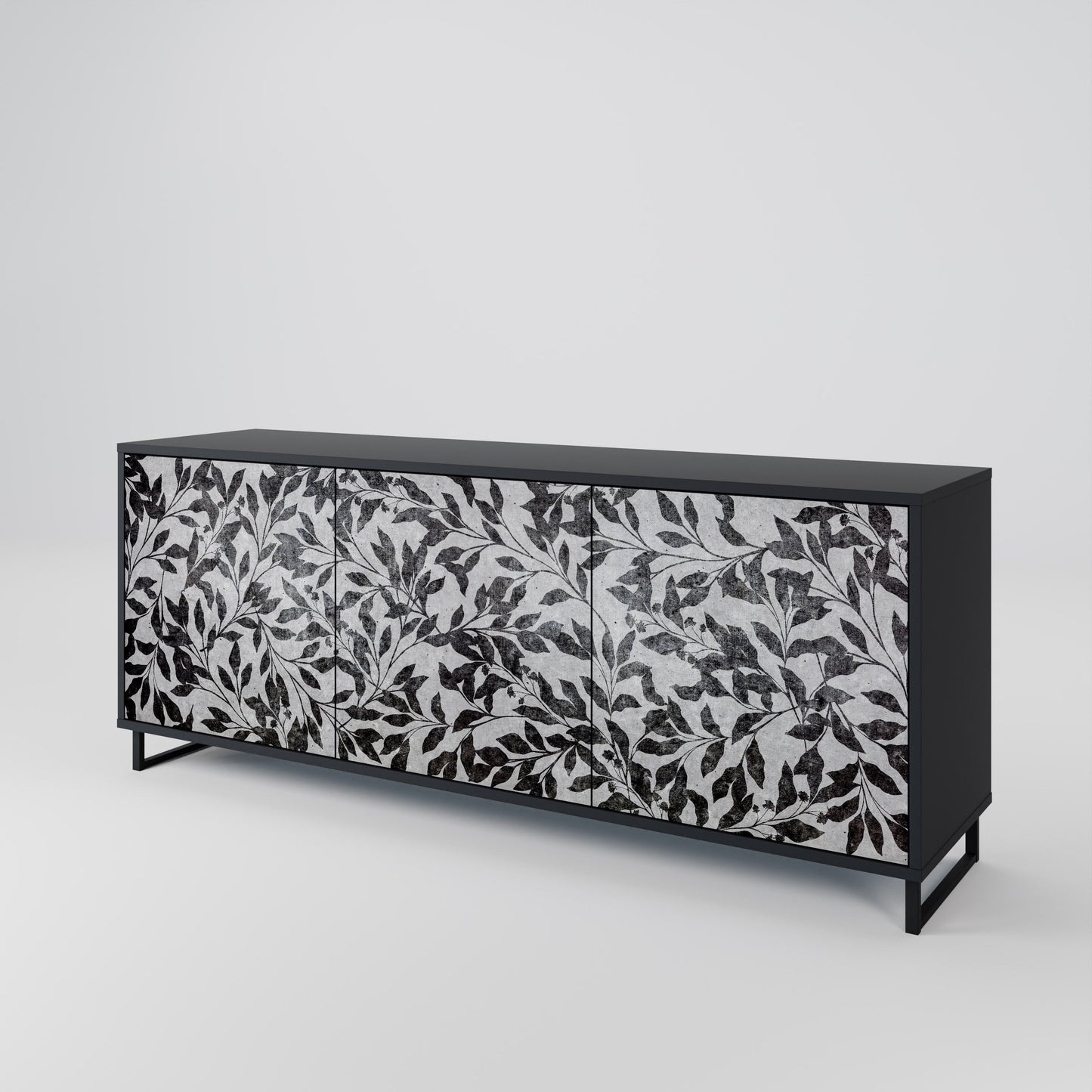 Credenza CHARCOAL SPROUT a 3 ante con finitura nera
