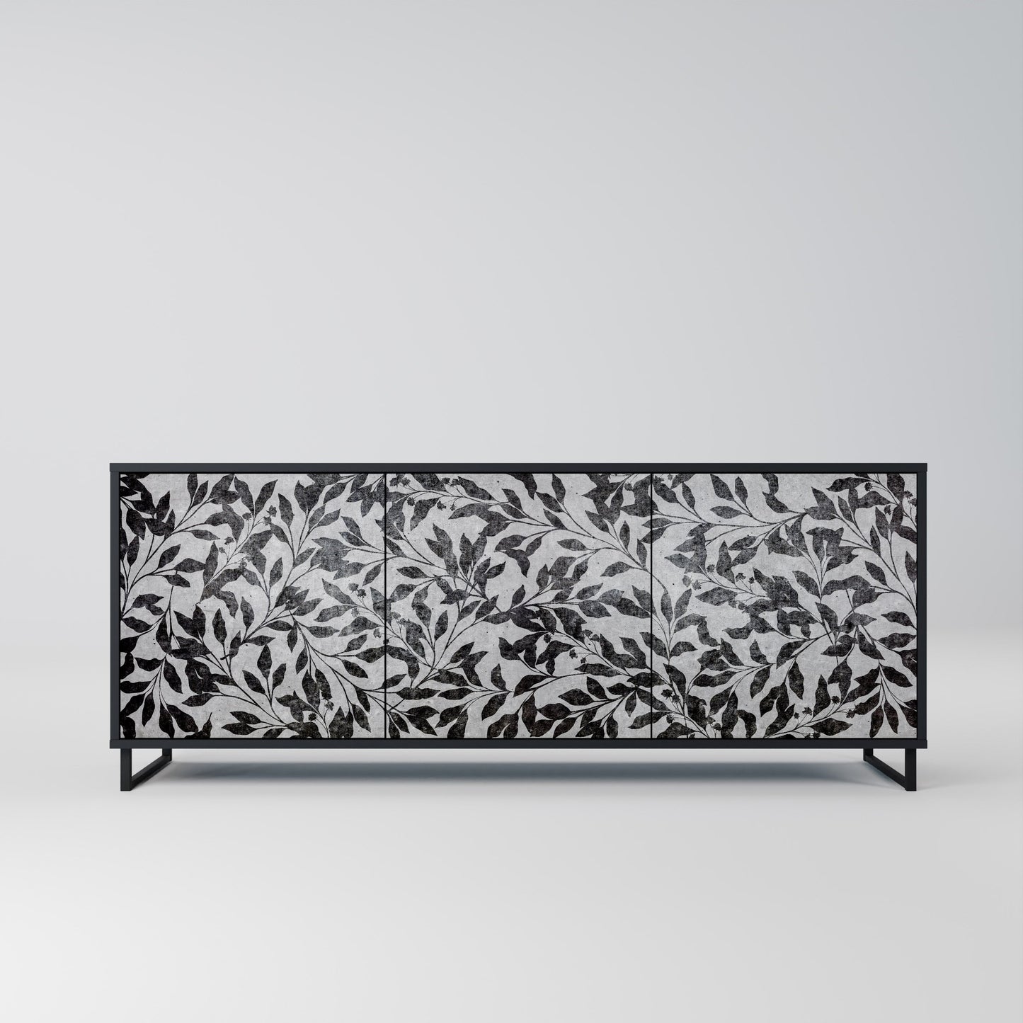Credenza CHARCOAL SPROUT a 3 ante con finitura nera