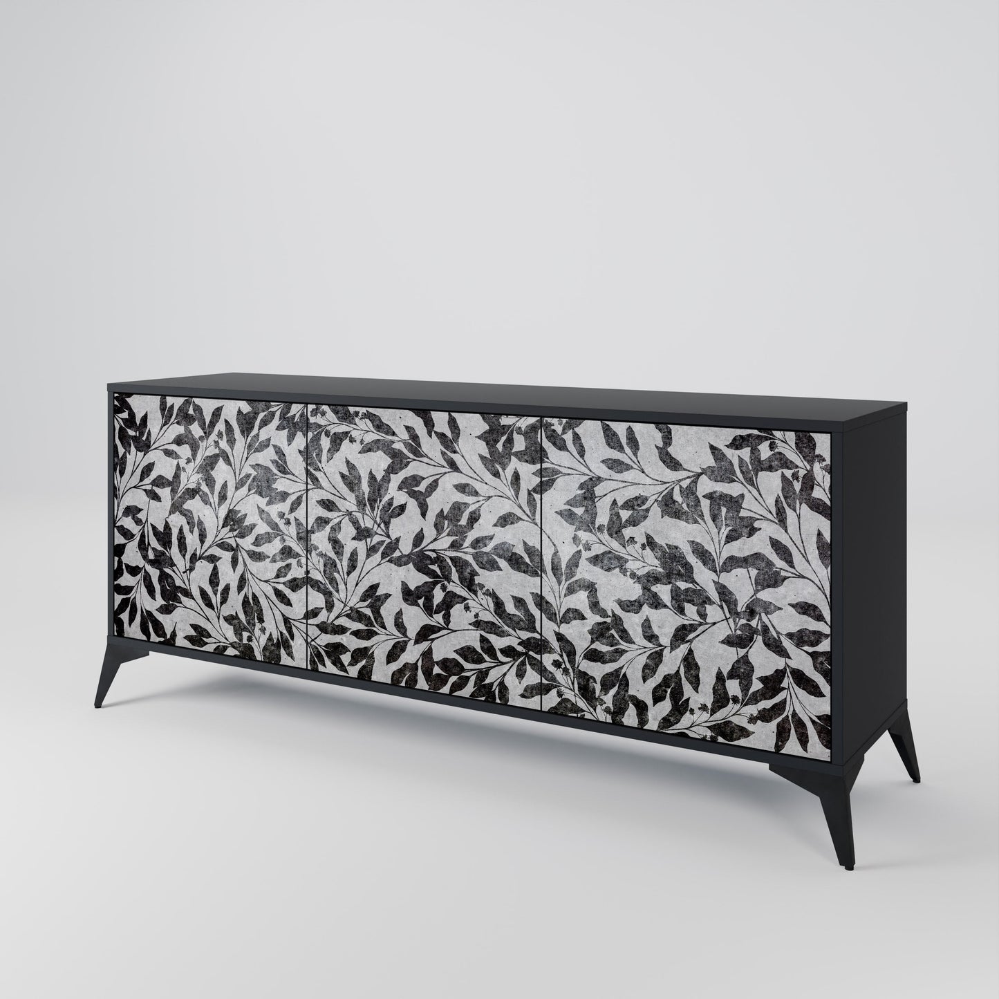 Credenza CHARCOAL SPROUT a 3 ante con finitura nera