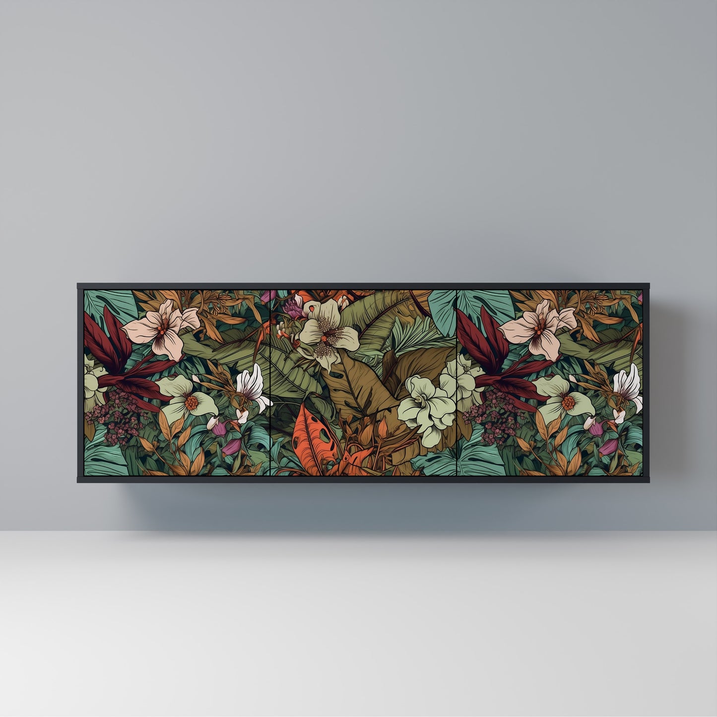 BOTANICAL EMERGENCE Madia a 3 Ante in Finitura Nera