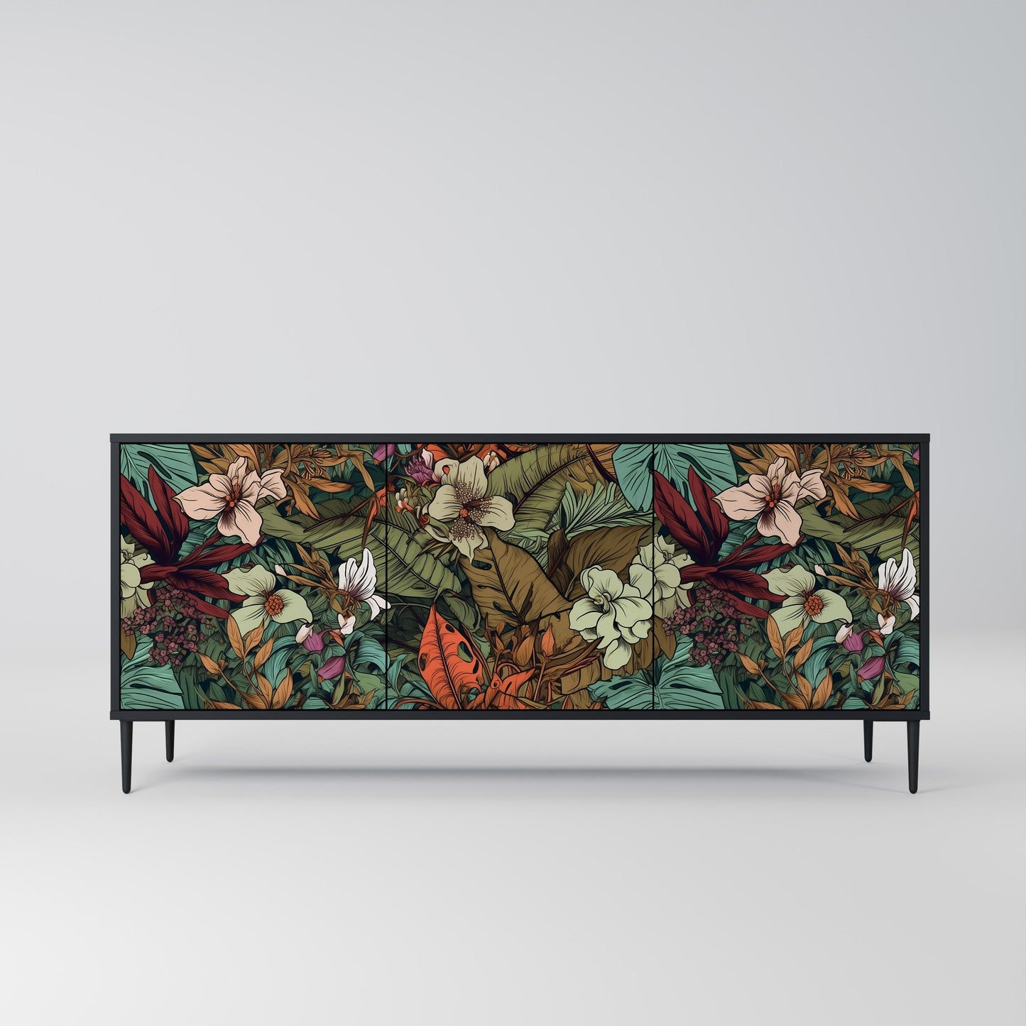 Credenza BOTANICAL EMERGENCE a 3 ante con finitura nera
