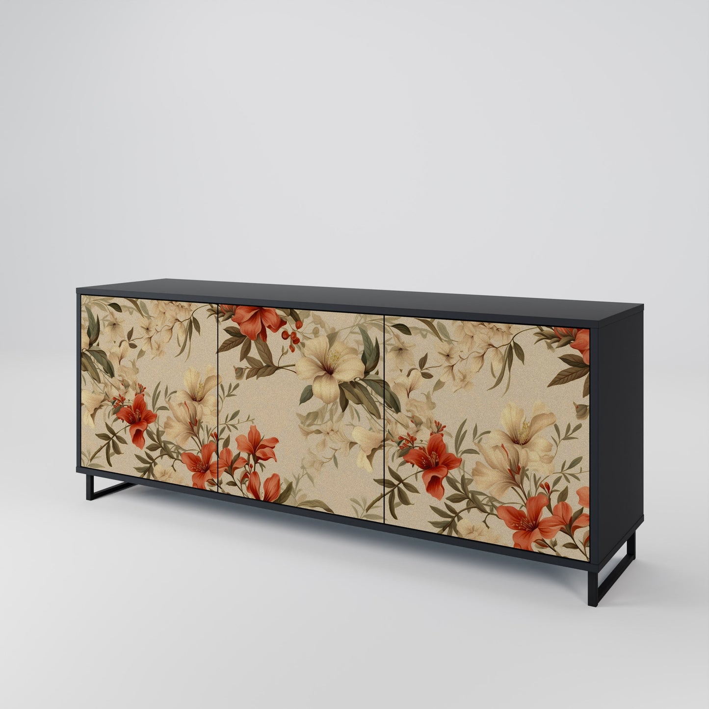 Credenza BLOOMING HARMONY a 3 ante in finitura nera