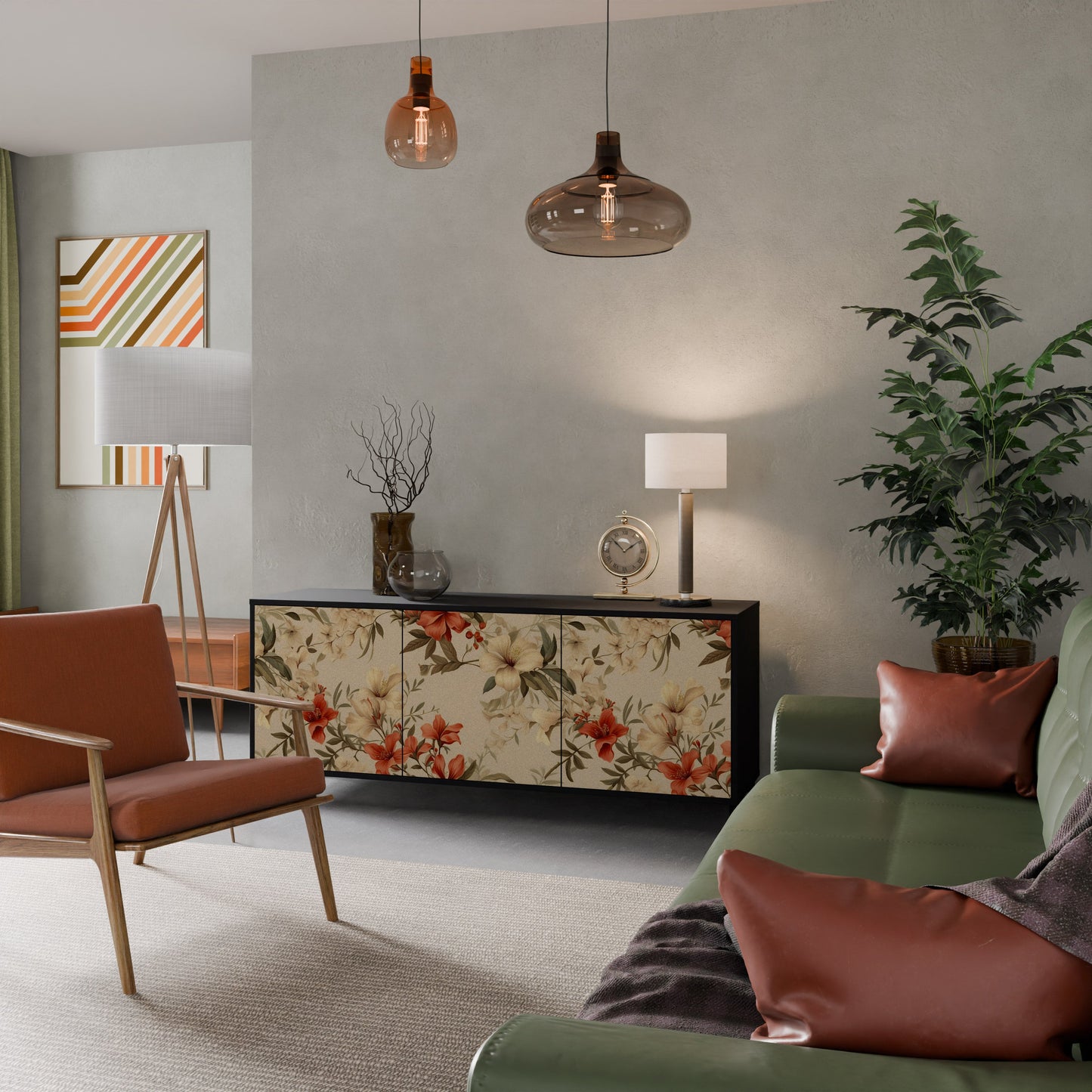Credenza BLOOMING HARMONY a 3 ante in finitura nera