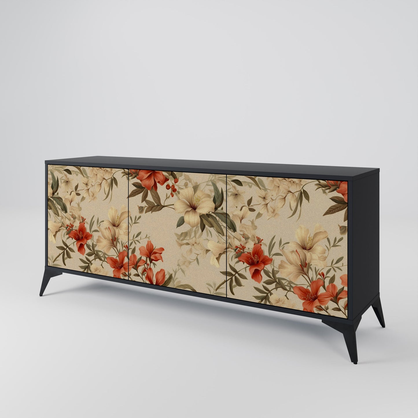 Credenza BLOOMING HARMONY a 3 ante in finitura nera