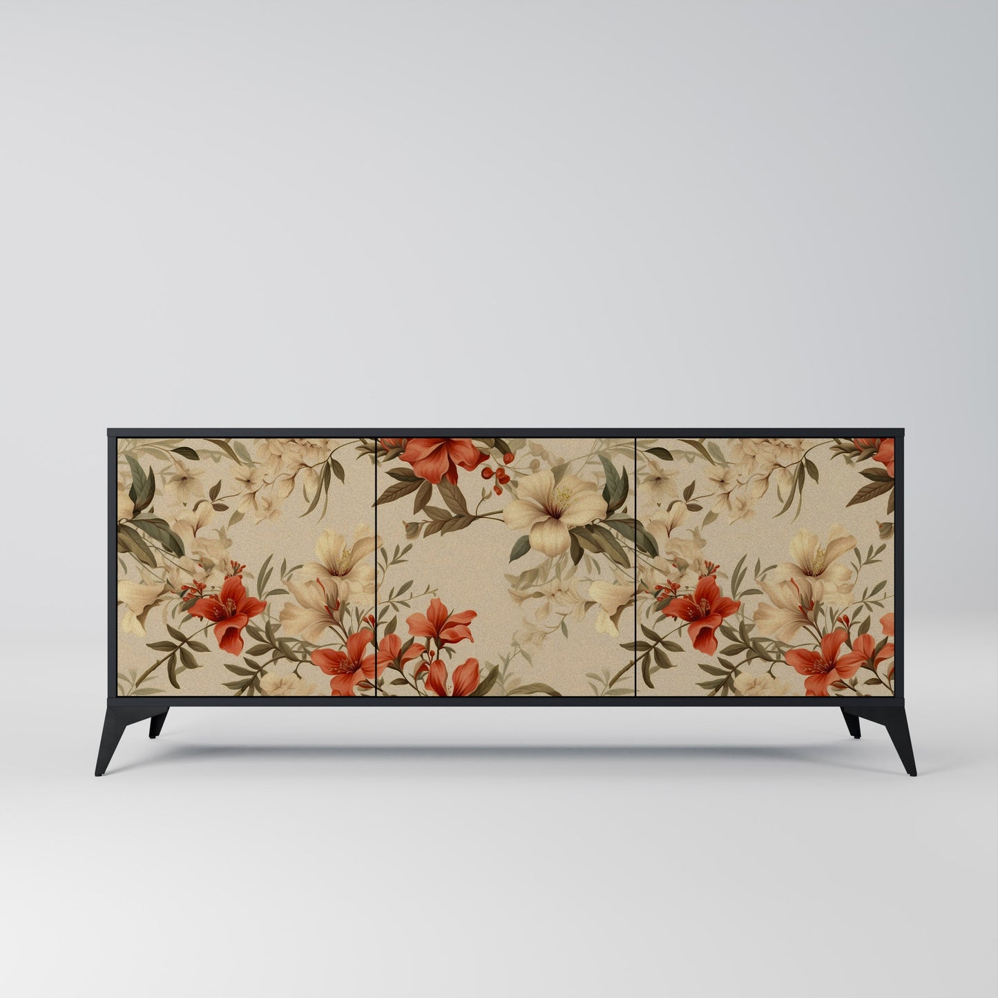 Credenza BLOOMING HARMONY a 3 ante in finitura nera