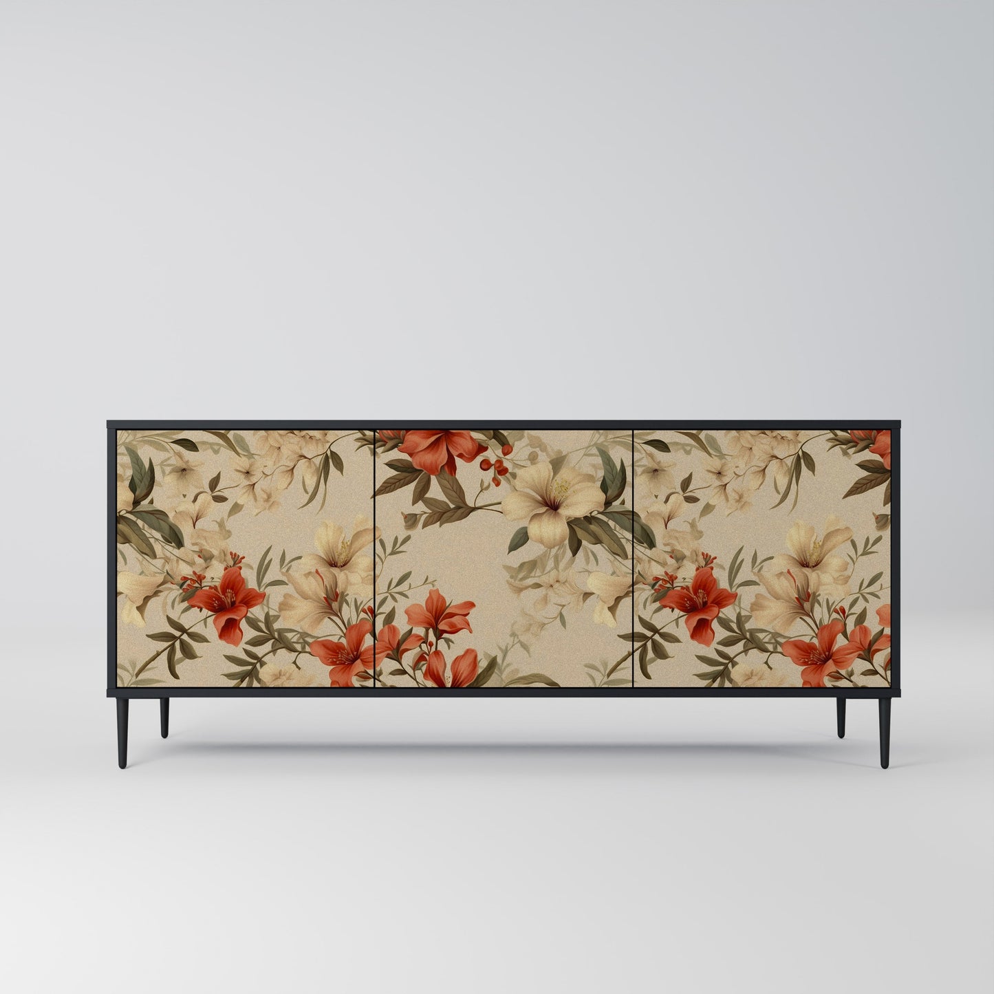 Credenza BLOOMING HARMONY a 3 ante in finitura nera