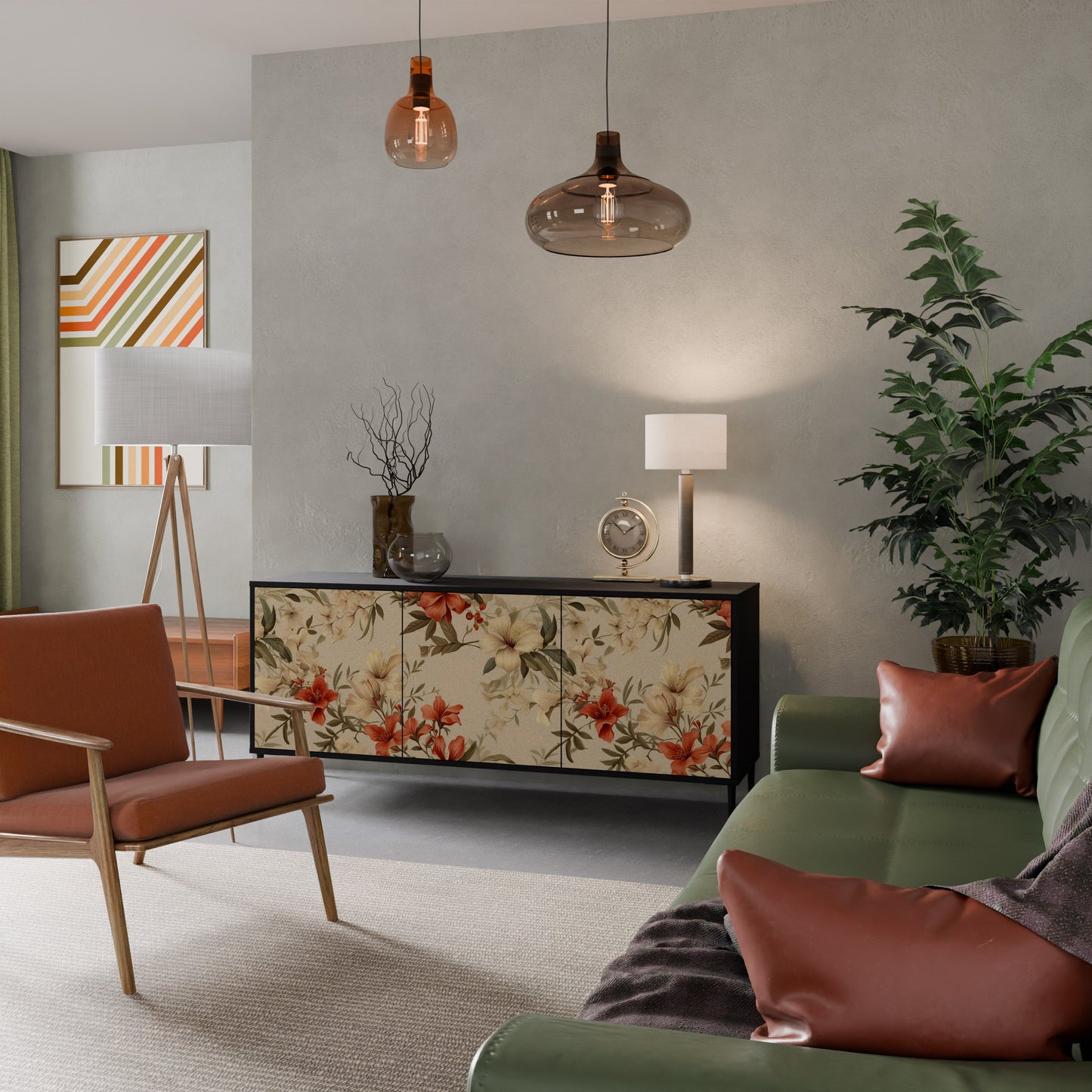 Credenza BLOOMING HARMONY a 3 ante in finitura nera