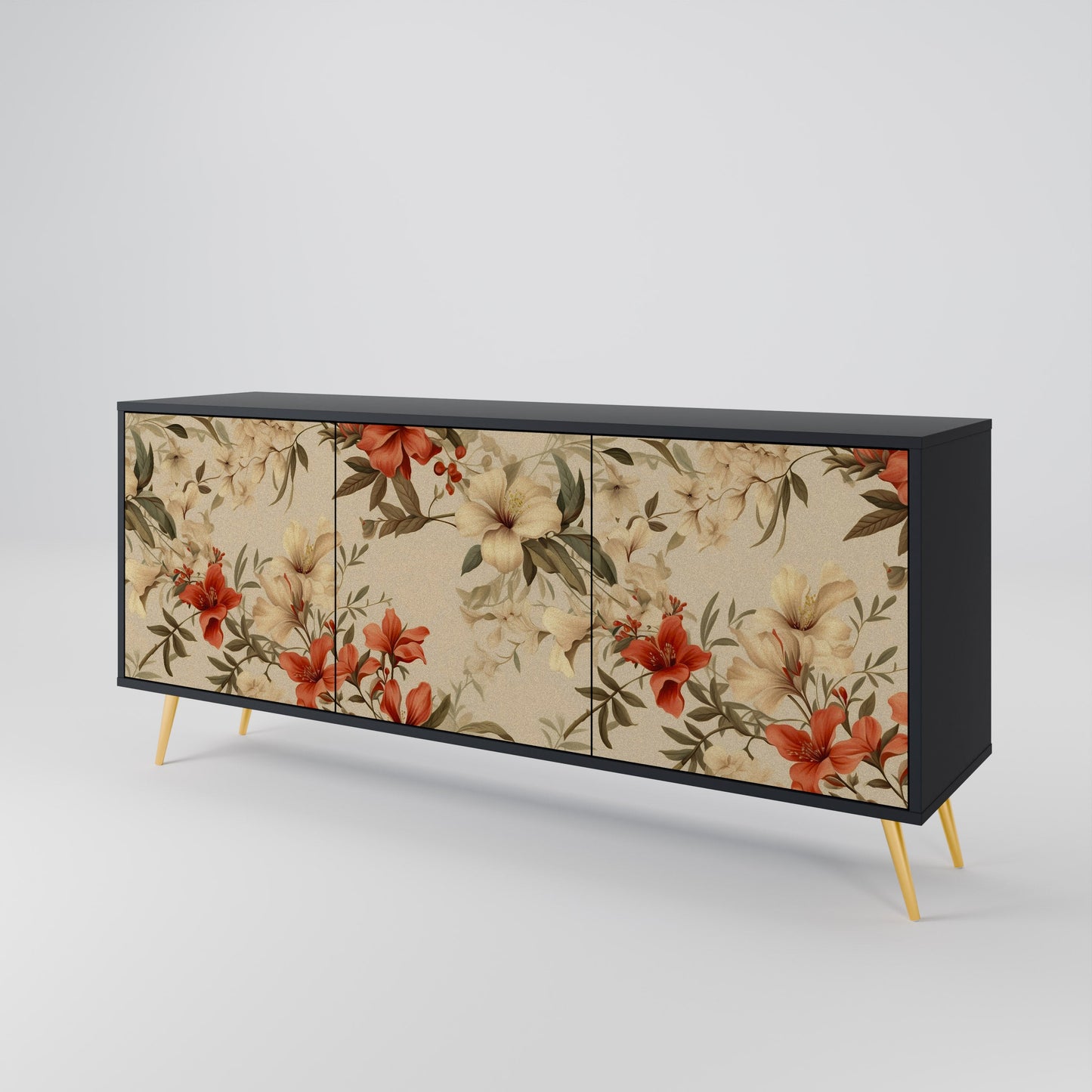 Credenza BLOOMING HARMONY a 3 ante in finitura nera