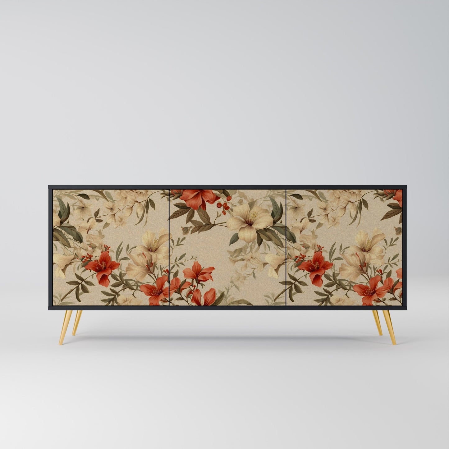 Credenza BLOOMING HARMONY a 3 ante in finitura nera