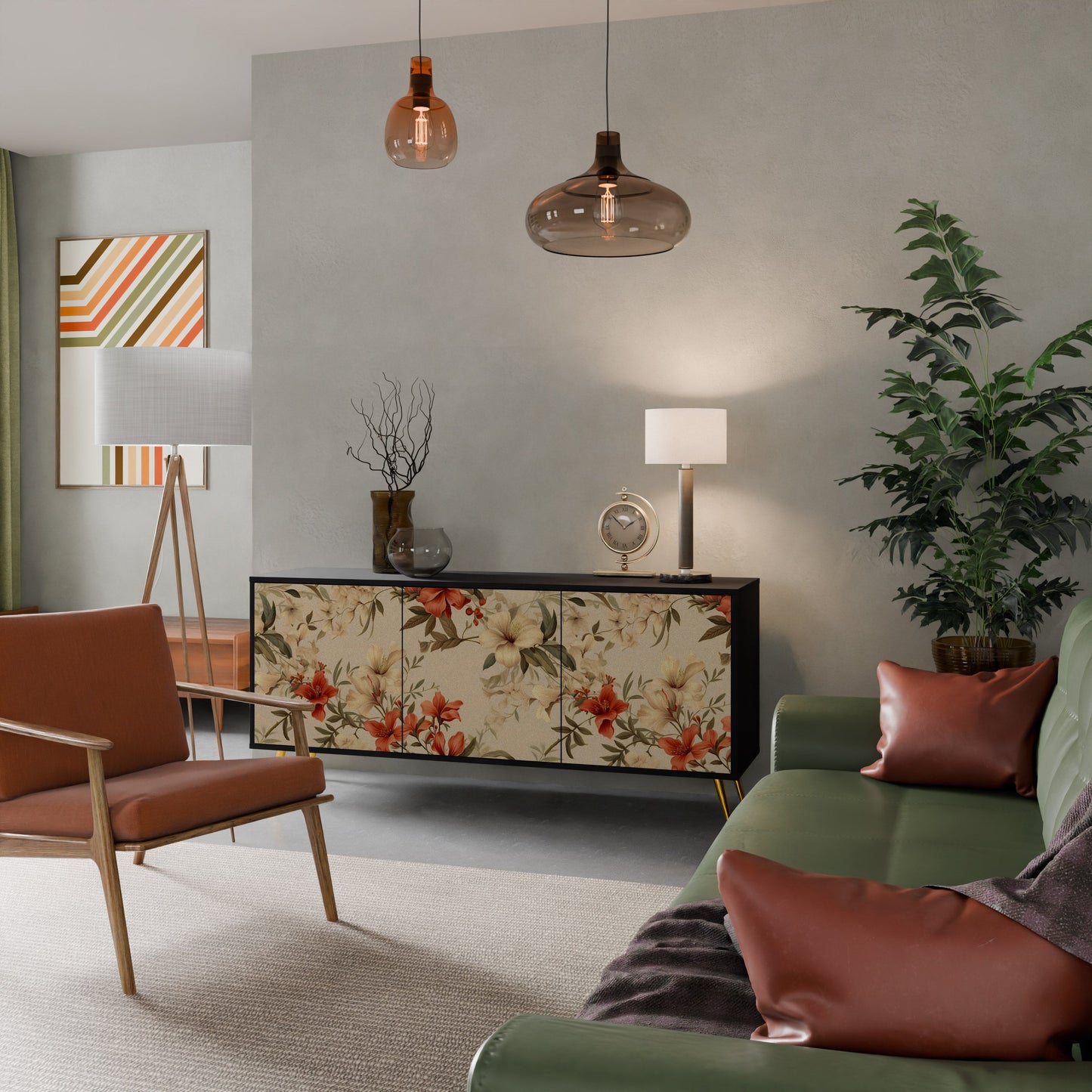 Credenza BLOOMING HARMONY a 3 ante in finitura nera