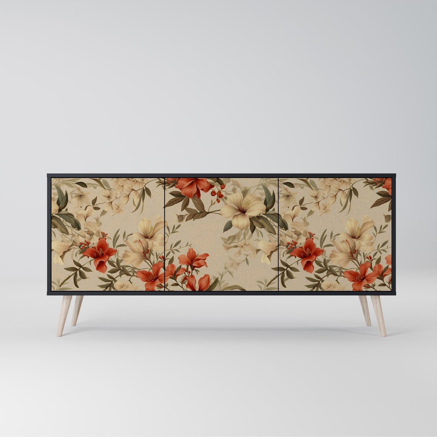 Credenza BLOOMING HARMONY a 3 ante in finitura nera