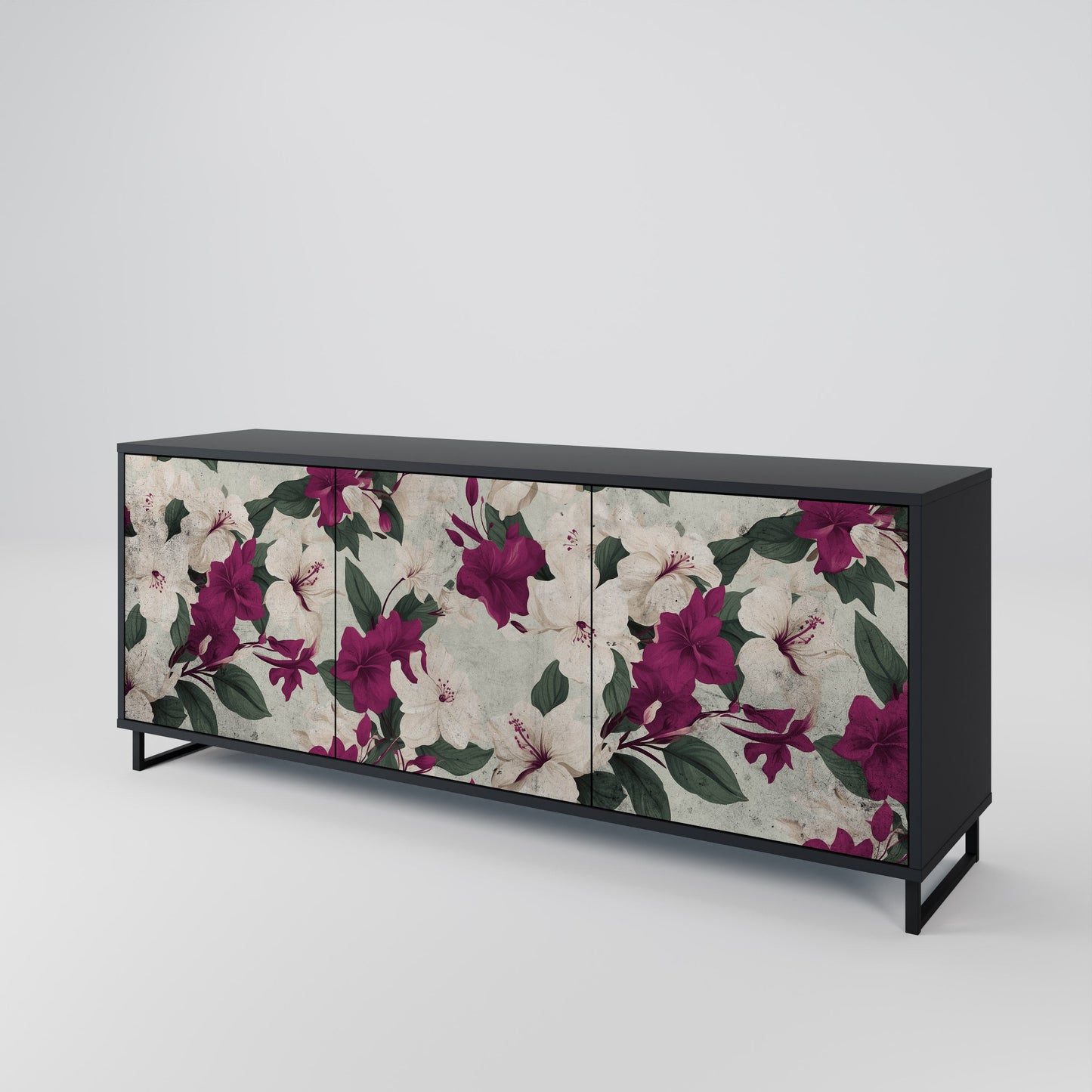 Credenza a 3 ante FLOWERET DREAM in finitura nera
