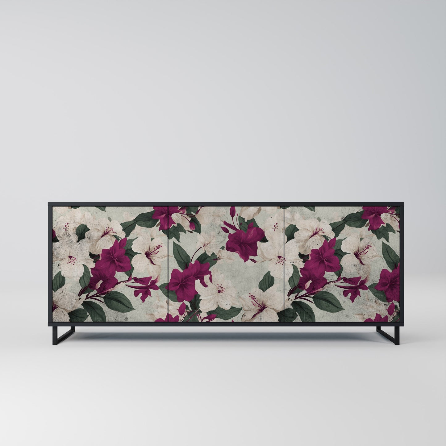 Credenza a 3 ante FLOWERET DREAM in finitura nera