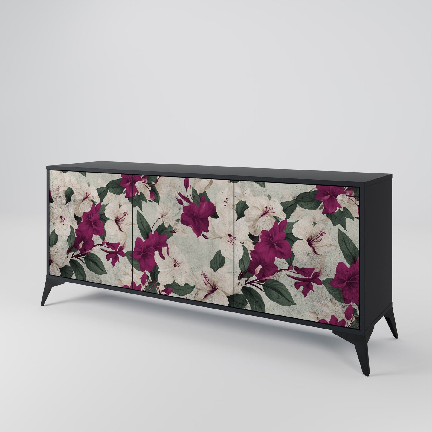 Credenza a 3 ante FLOWERET DREAM in finitura nera