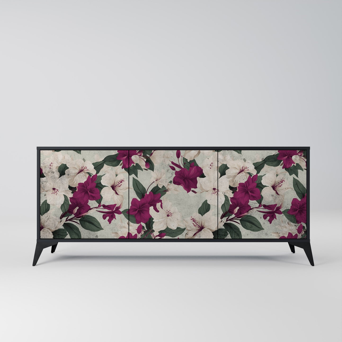Credenza a 3 ante FLOWERET DREAM in finitura nera