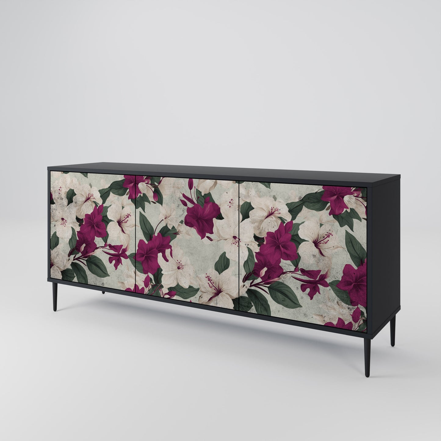 Credenza a 3 ante FLOWERET DREAM in finitura nera