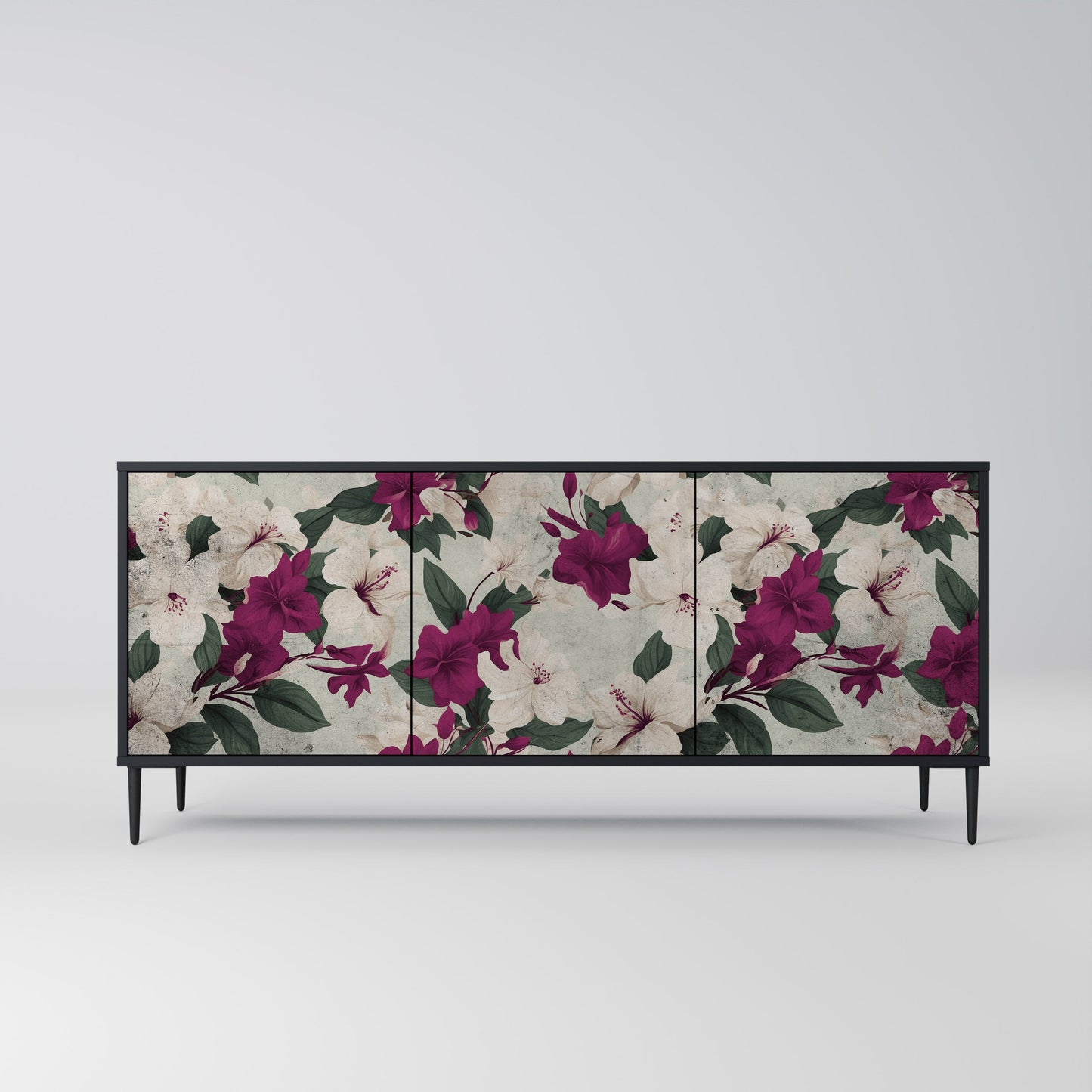 Credenza a 3 ante FLOWERET DREAM in finitura nera