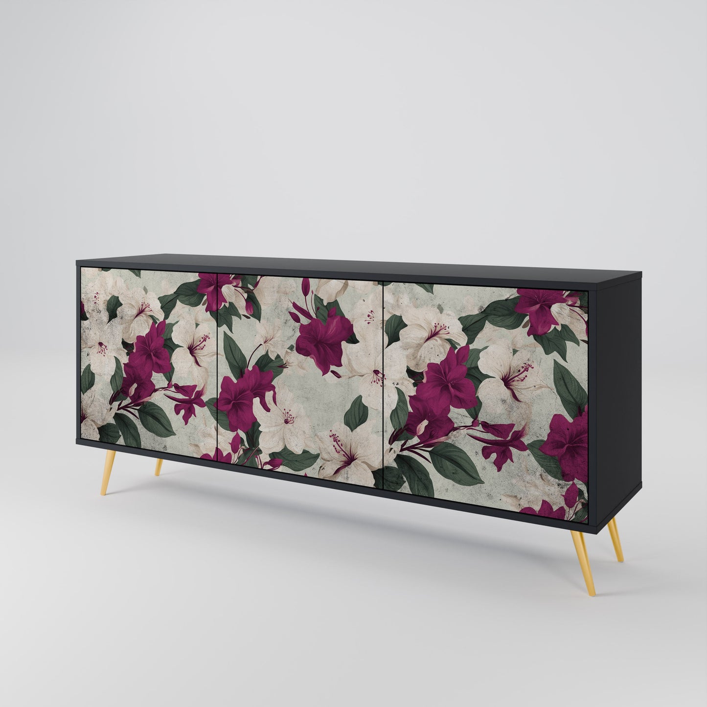 Credenza a 3 ante FLOWERET DREAM in finitura nera