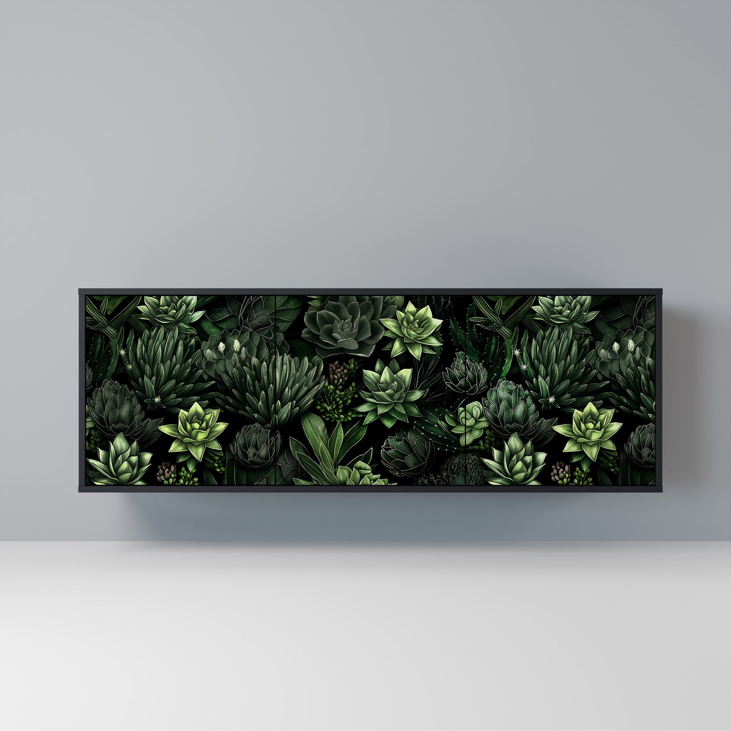 SUCCULENT JUNGLE Madia a 3 Ante in Finitura Nera