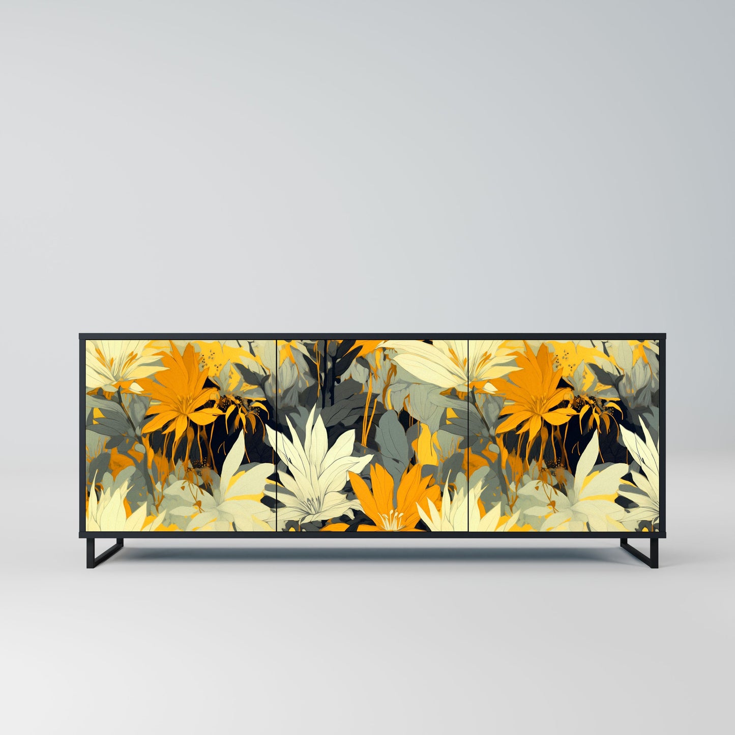 Credenza a 3 ante SUNKISSED LILY in finitura nera