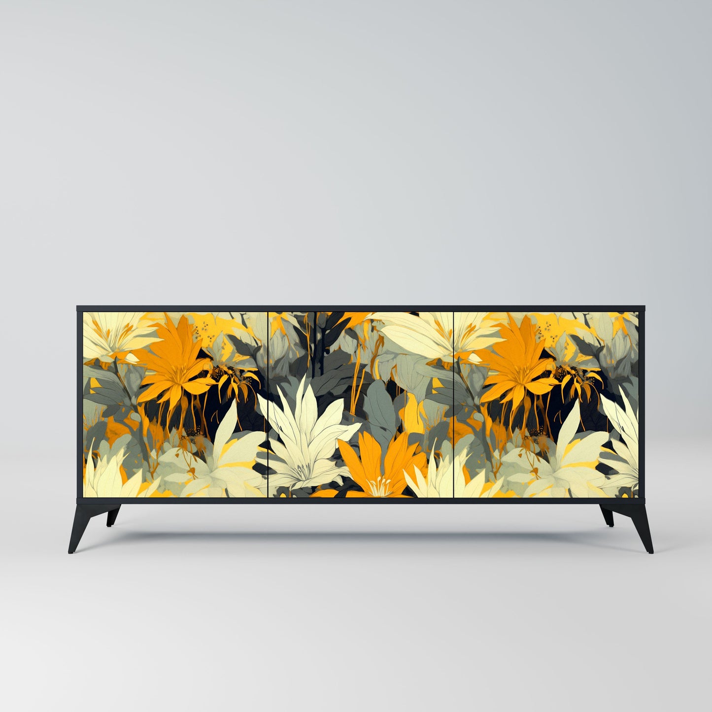 Credenza a 3 ante SUNKISSED LILY in finitura nera