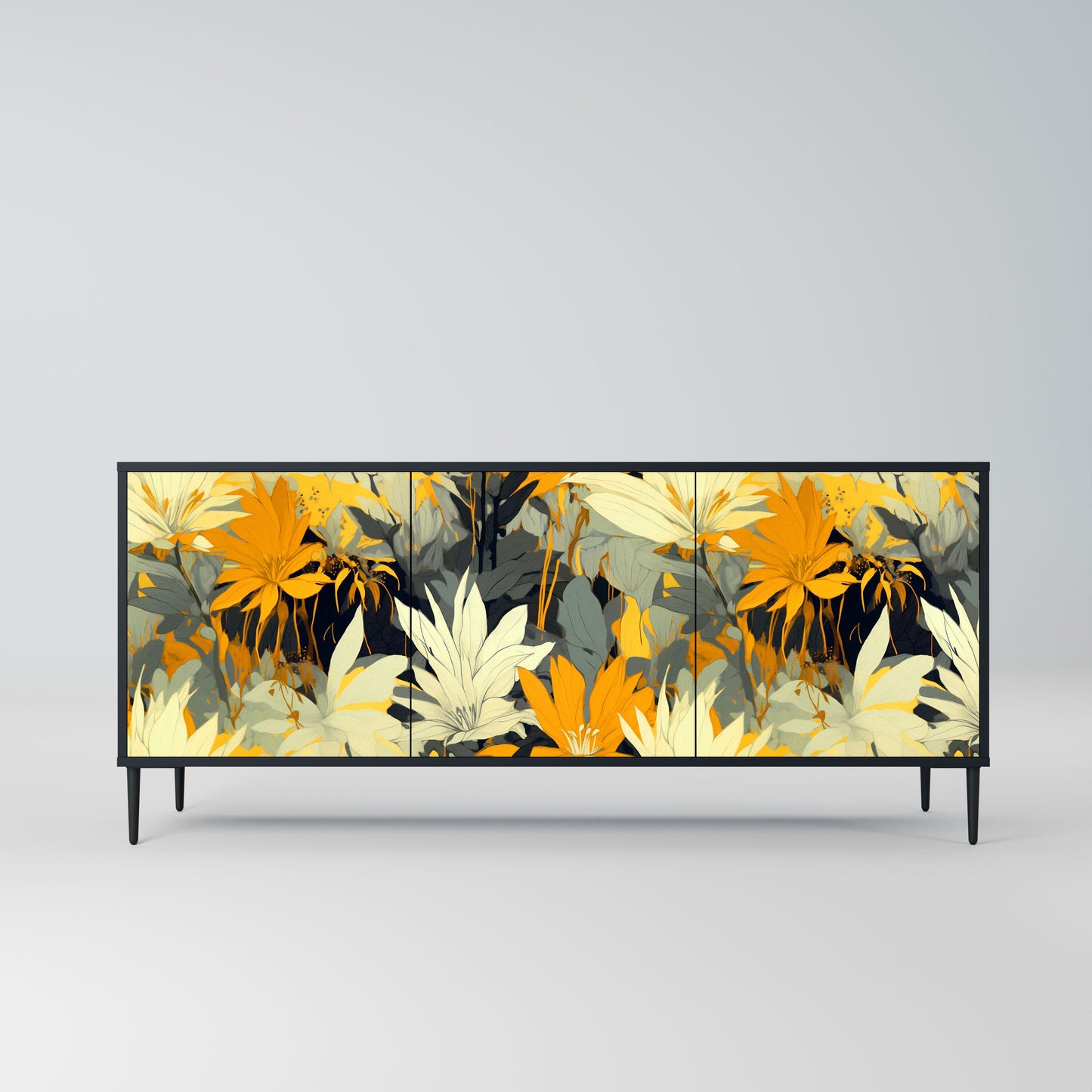 Credenza a 3 ante SUNKISSED LILY in finitura nera
