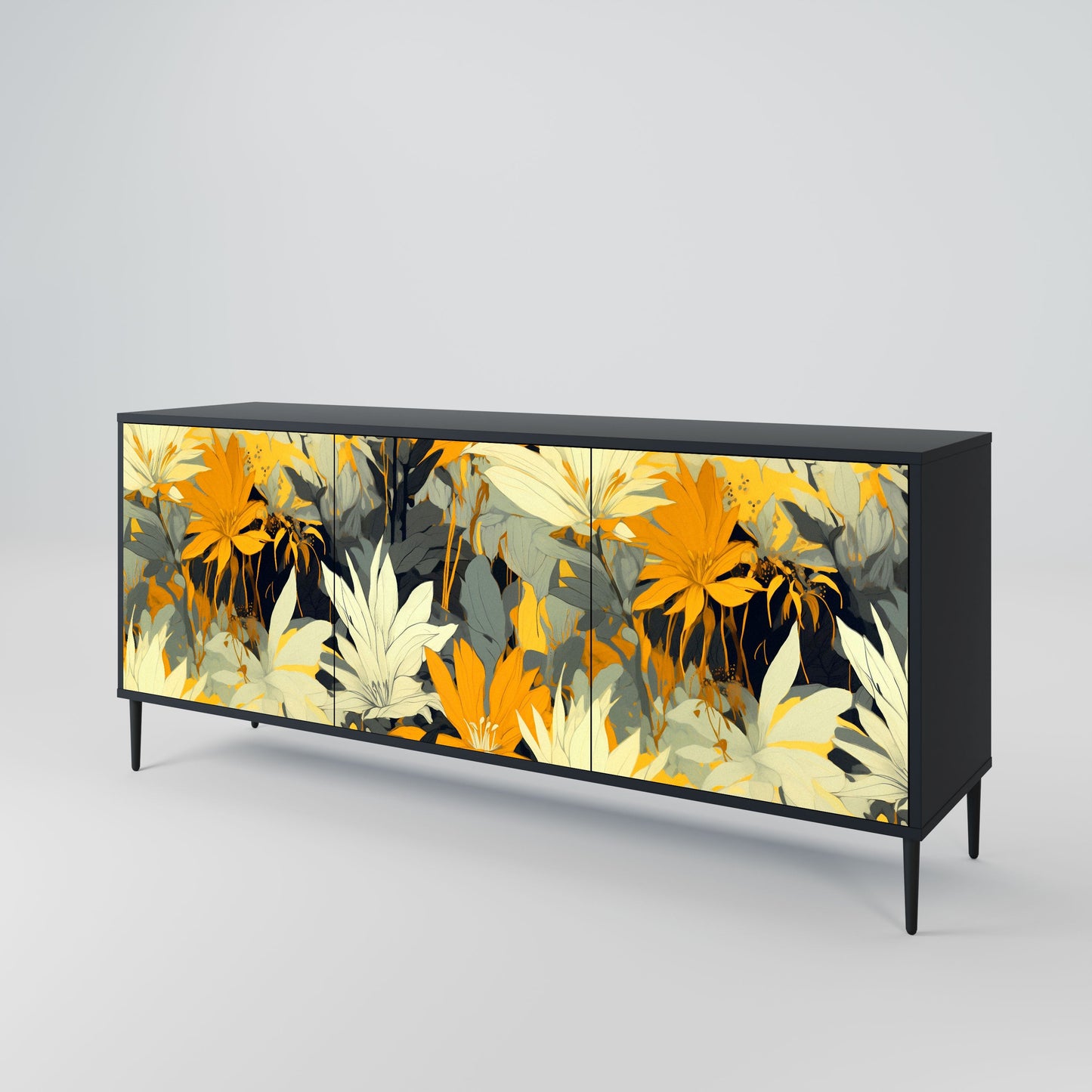 Credenza a 3 ante SUNKISSED LILY in finitura nera