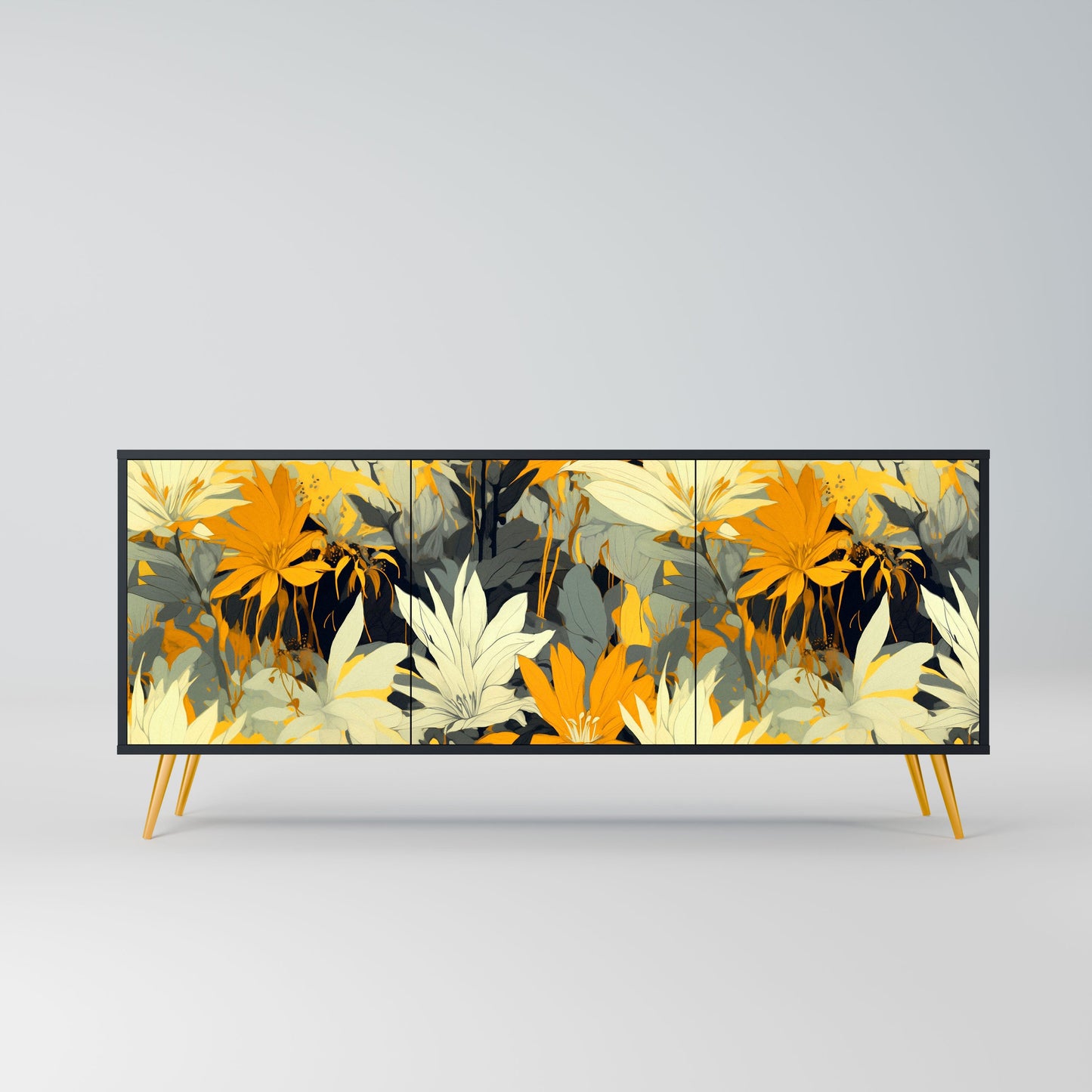 Credenza a 3 ante SUNKISSED LILY in finitura nera