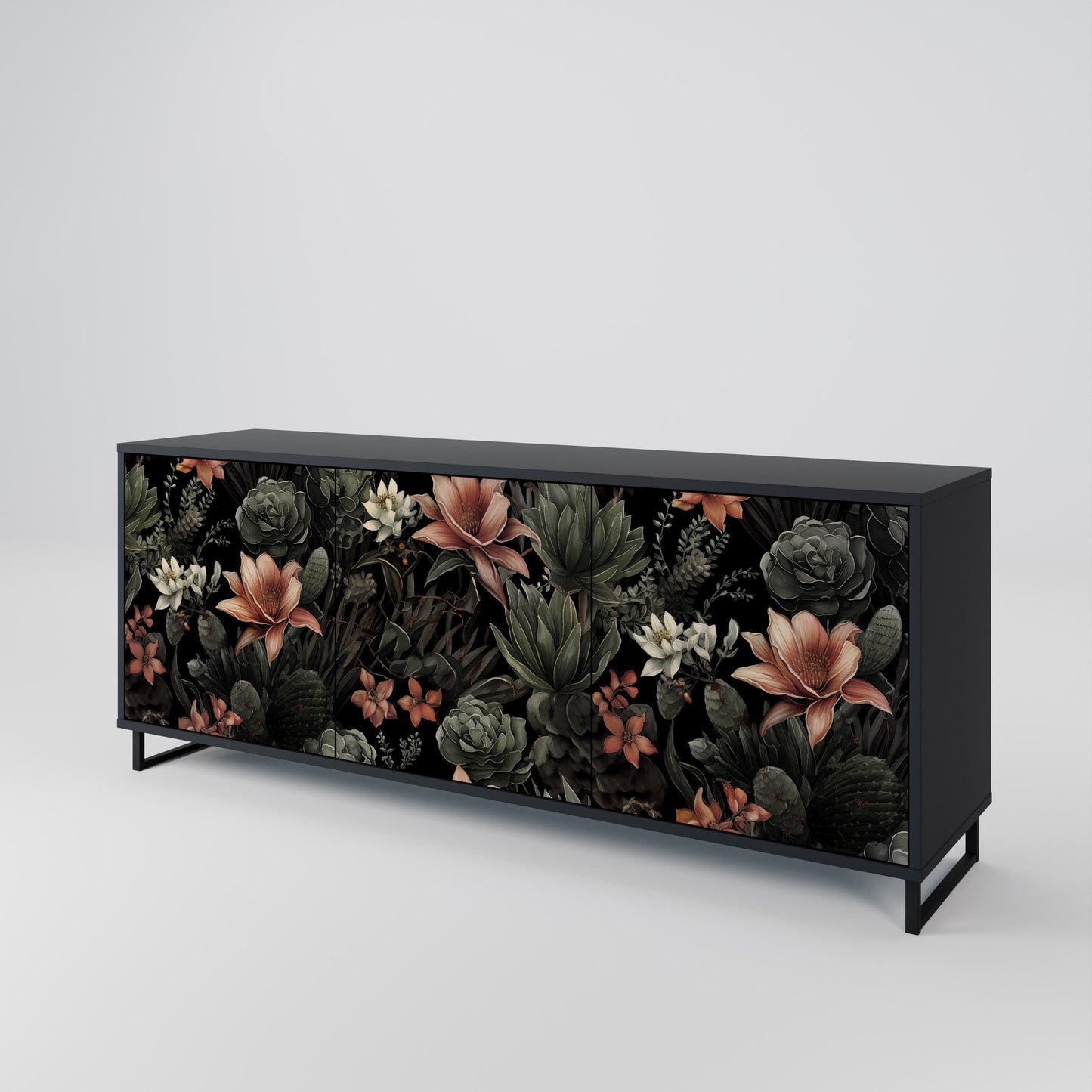Credenza a 3 ante SECRET VERDURE in finitura nera