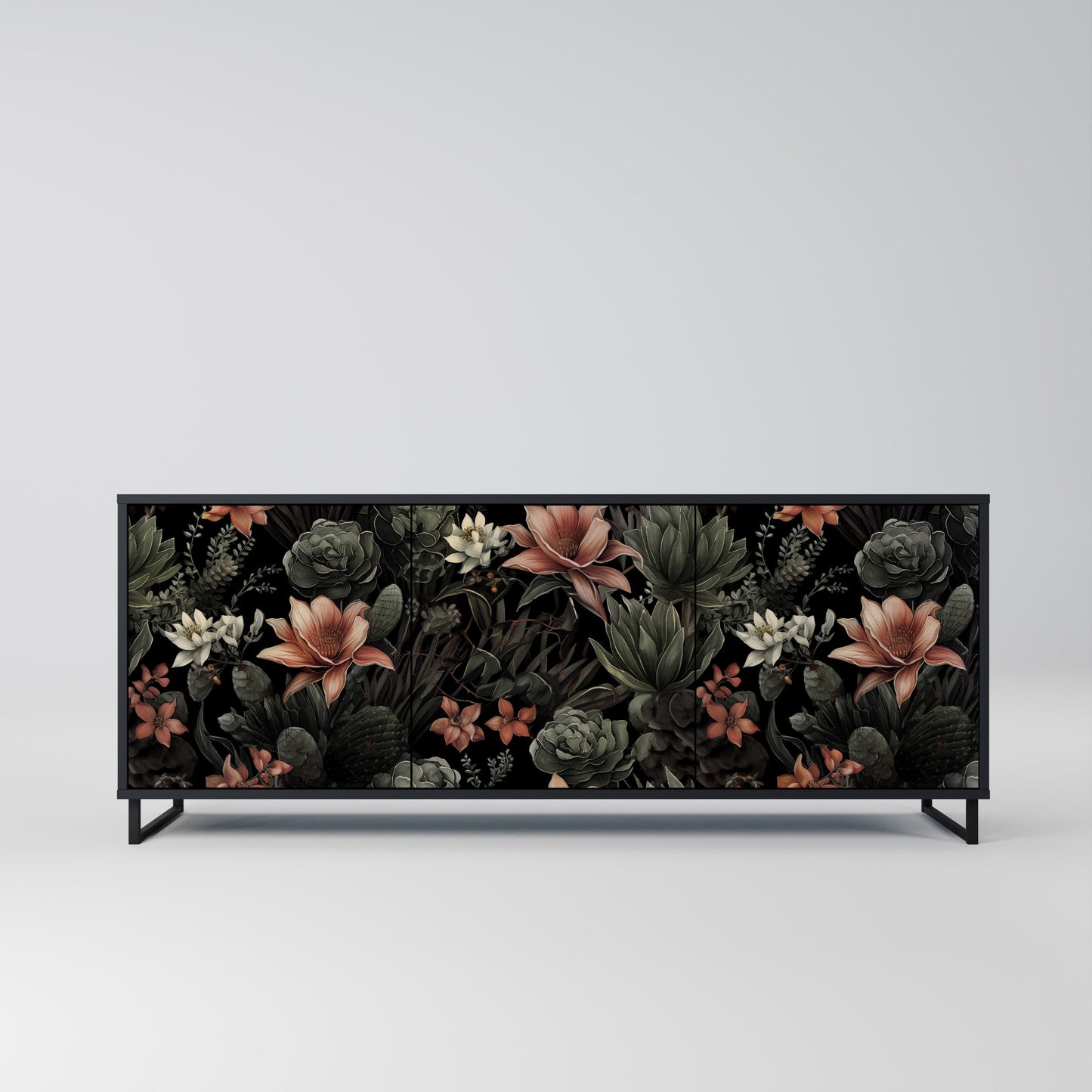 Credenza a 3 ante SECRET VERDURE in finitura nera