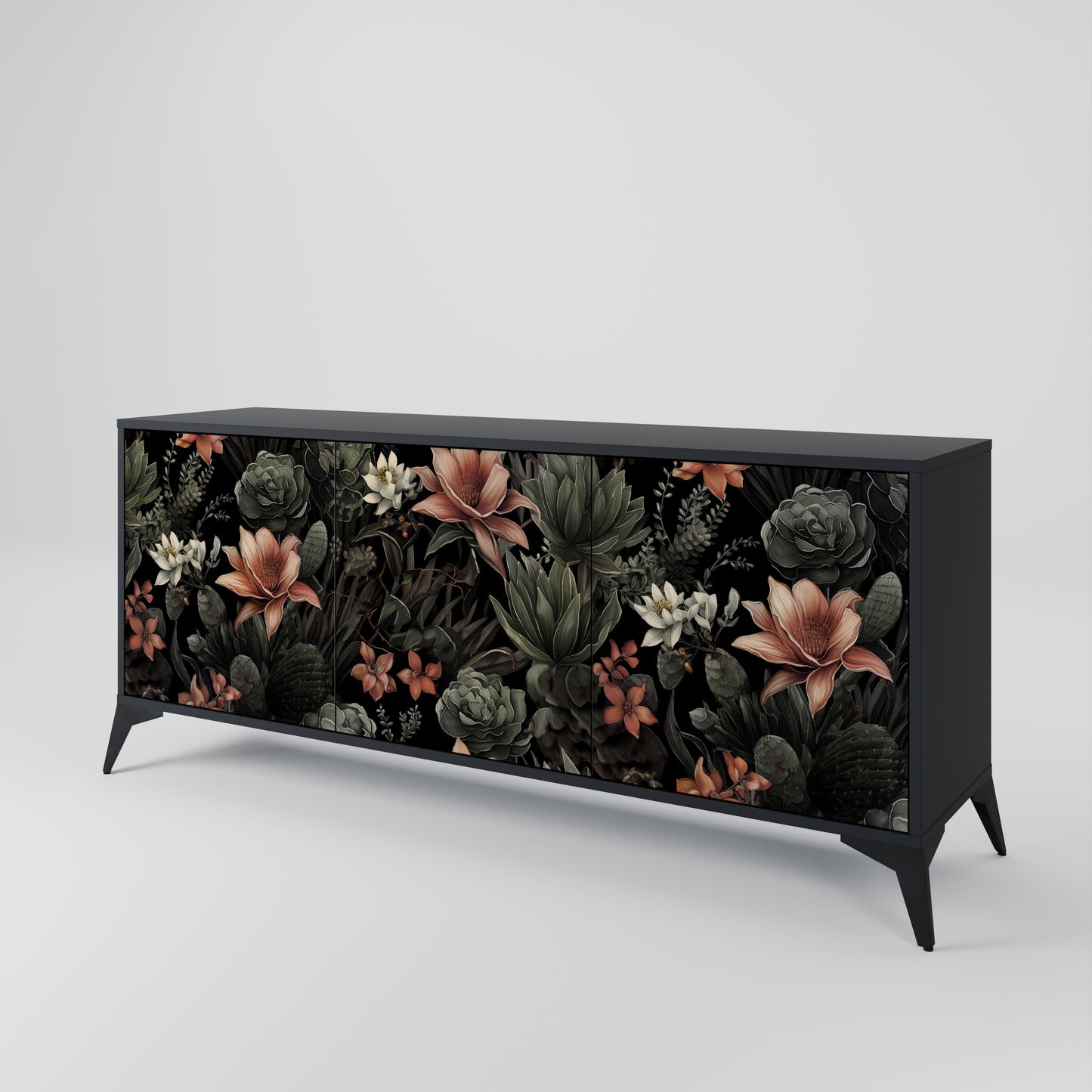Credenza a 3 ante SECRET VERDURE in finitura nera