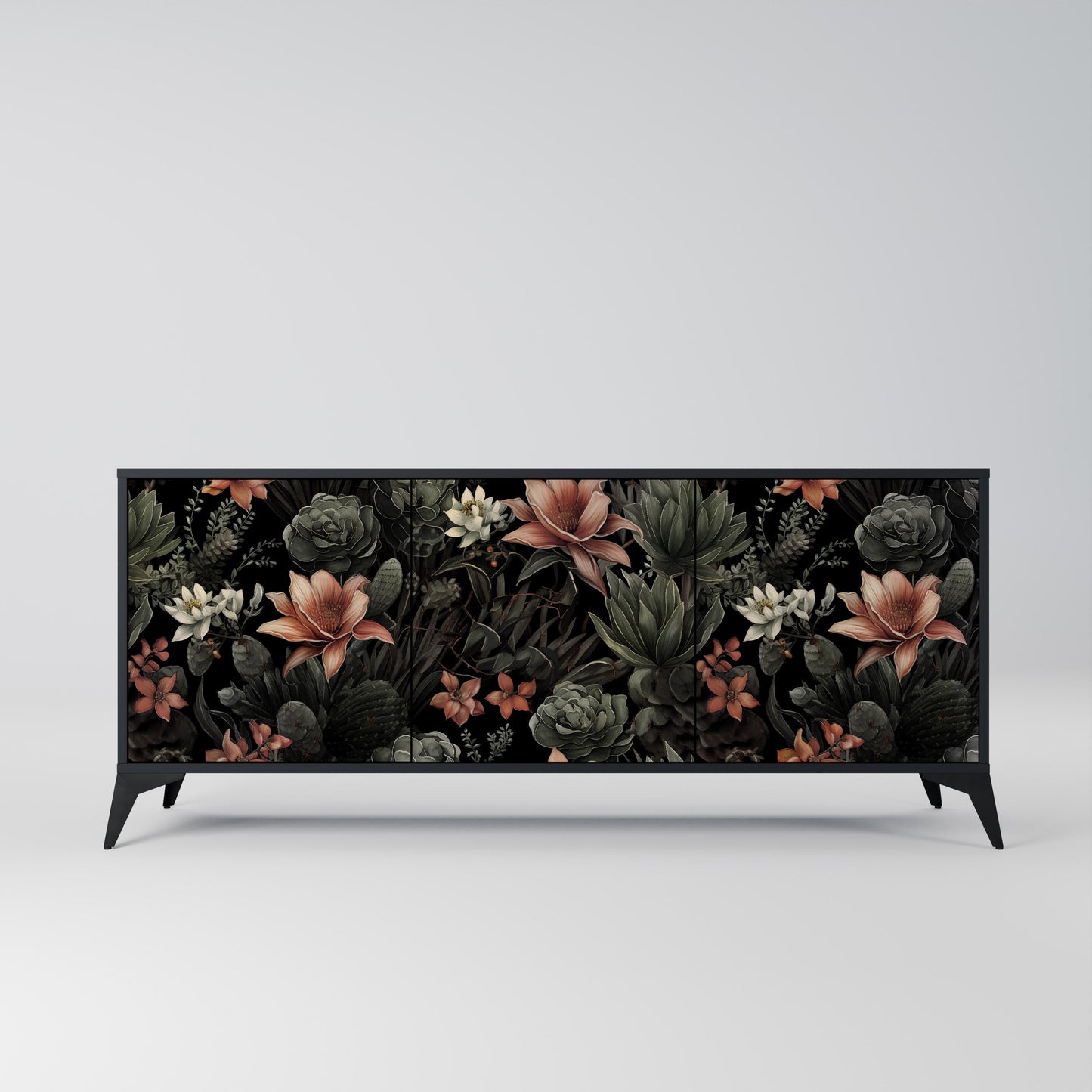 Credenza a 3 ante SECRET VERDURE in finitura nera
