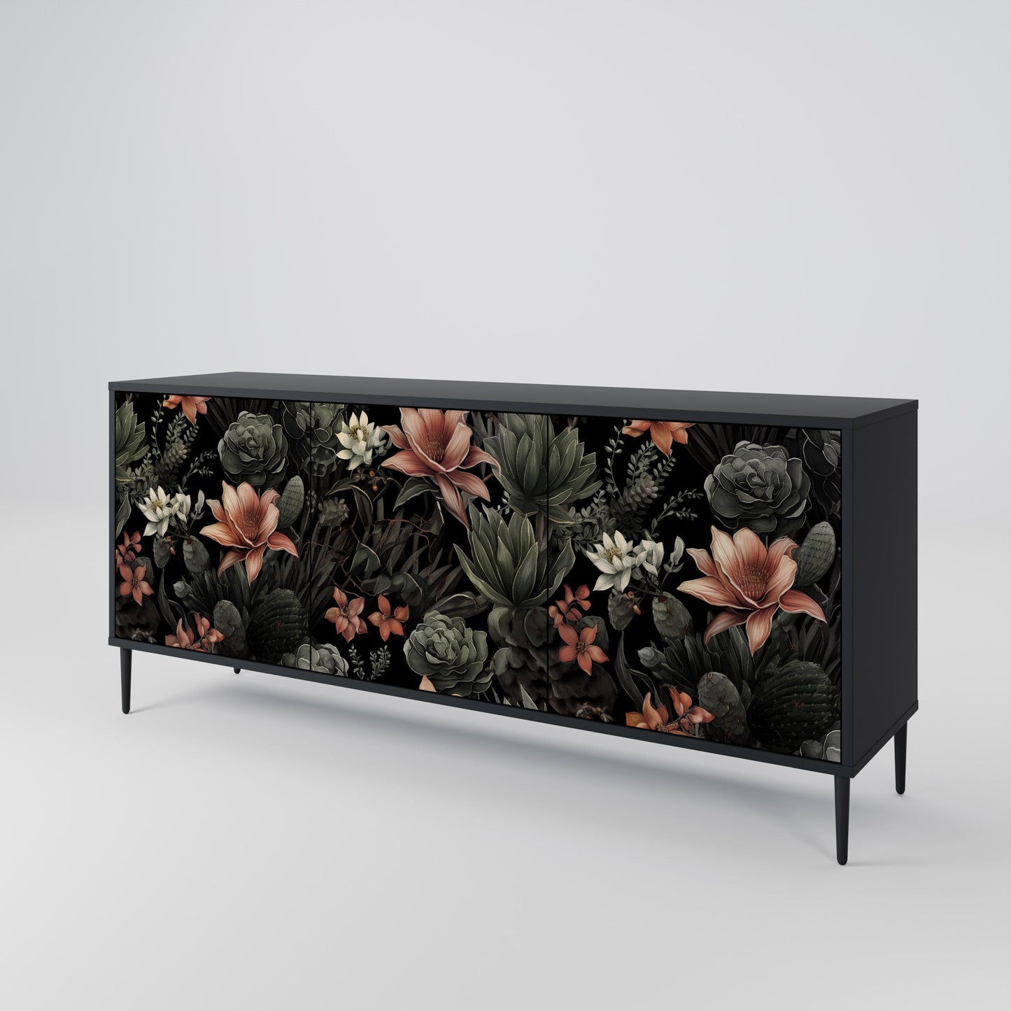Credenza a 3 ante SECRET VERDURE in finitura nera