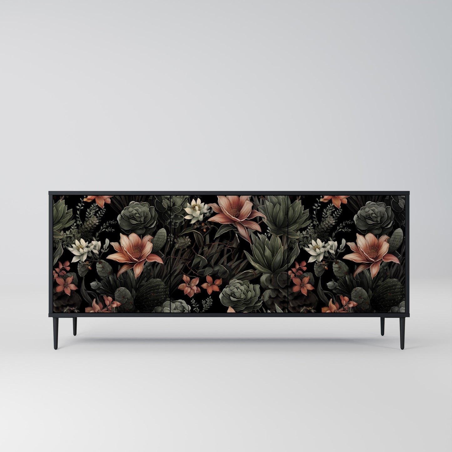Credenza a 3 ante SECRET VERDURE in finitura nera