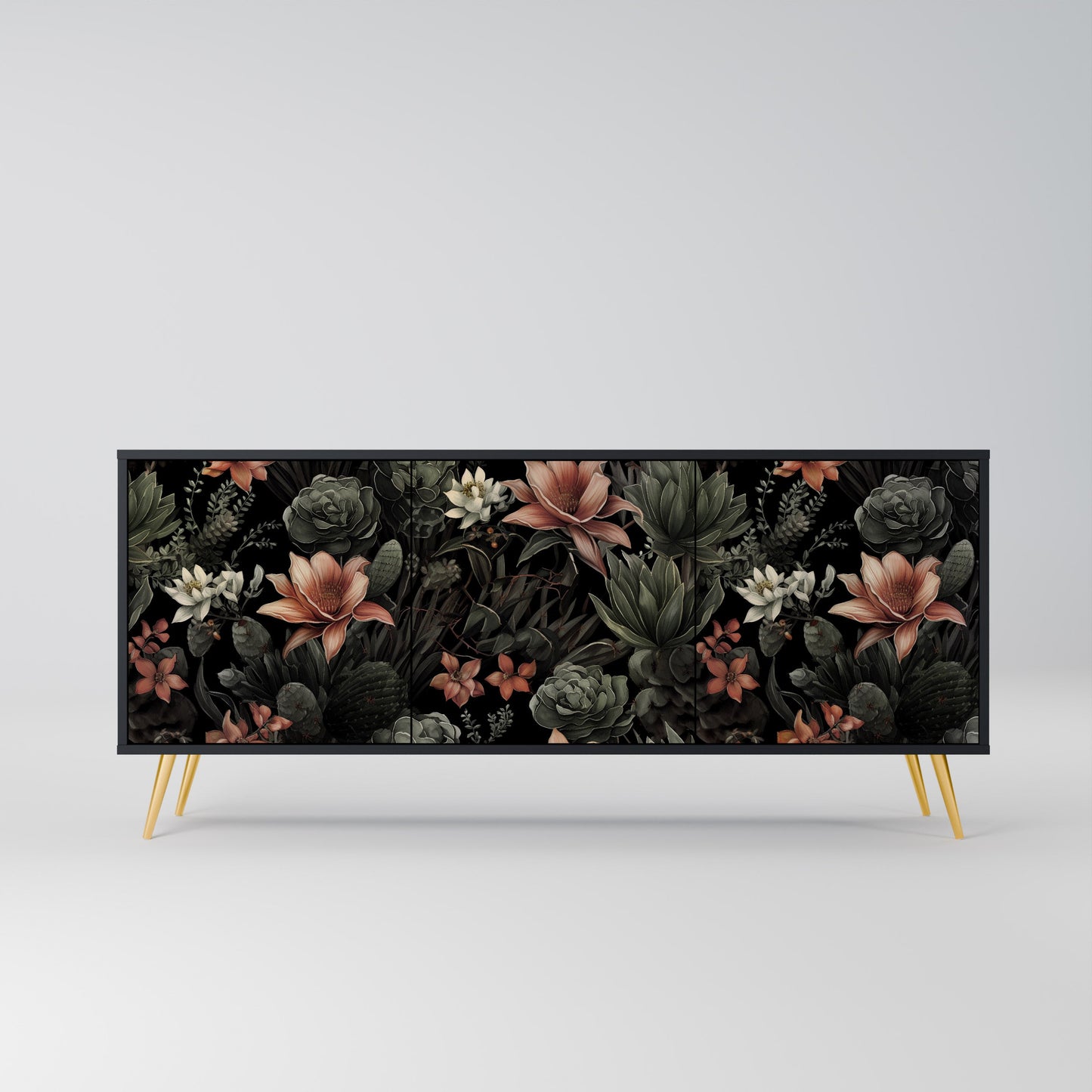 Credenza a 3 ante SECRET VERDURE in finitura nera