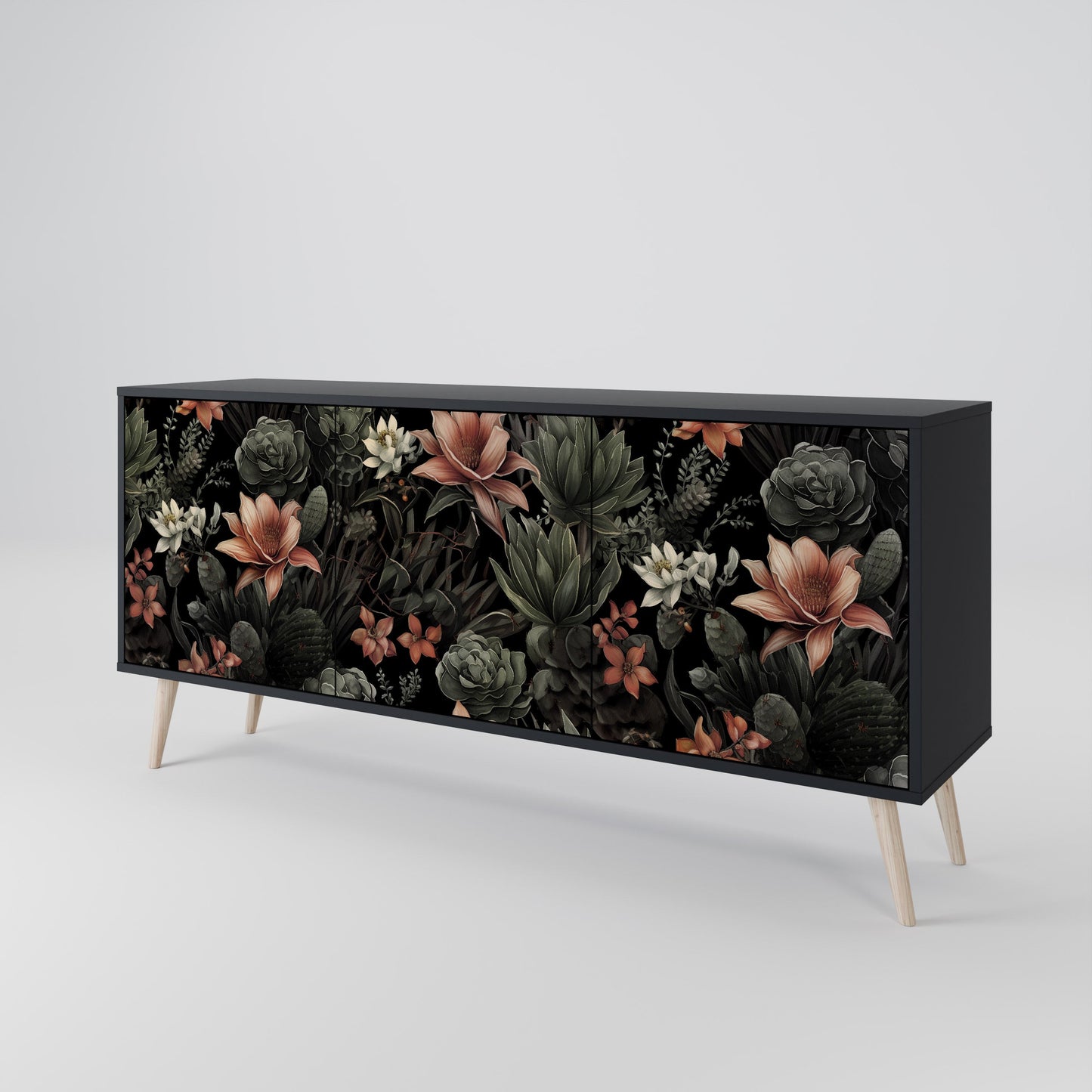 Credenza a 3 ante SECRET VERDURE in finitura nera