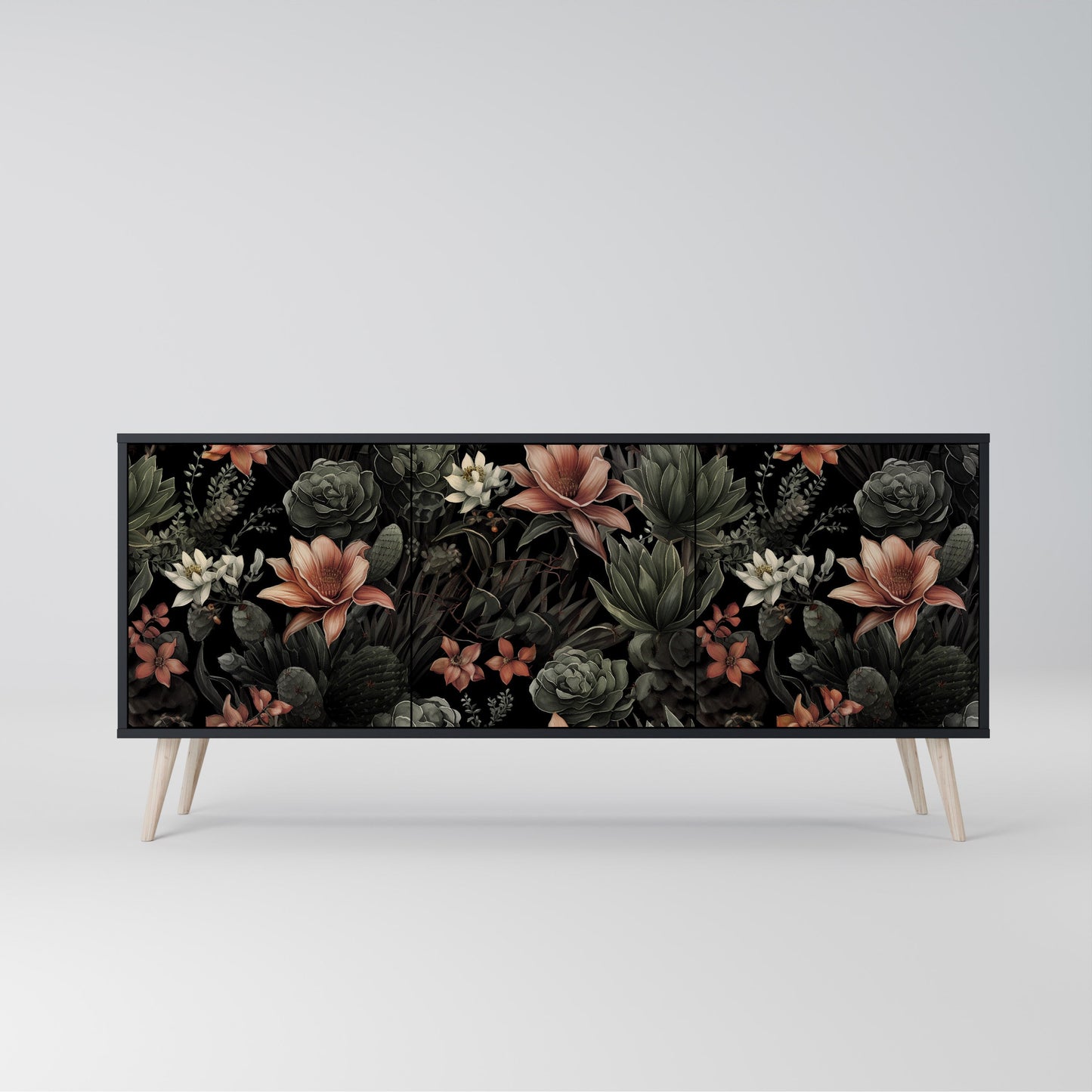 Credenza a 3 ante SECRET VERDURE in finitura nera