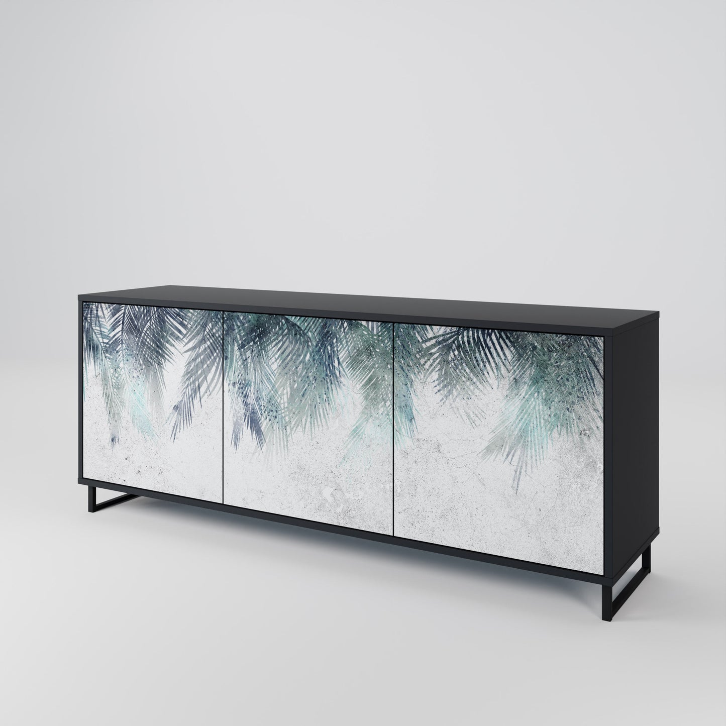 Credenza PALM VEIL a 3 ante in finitura nera