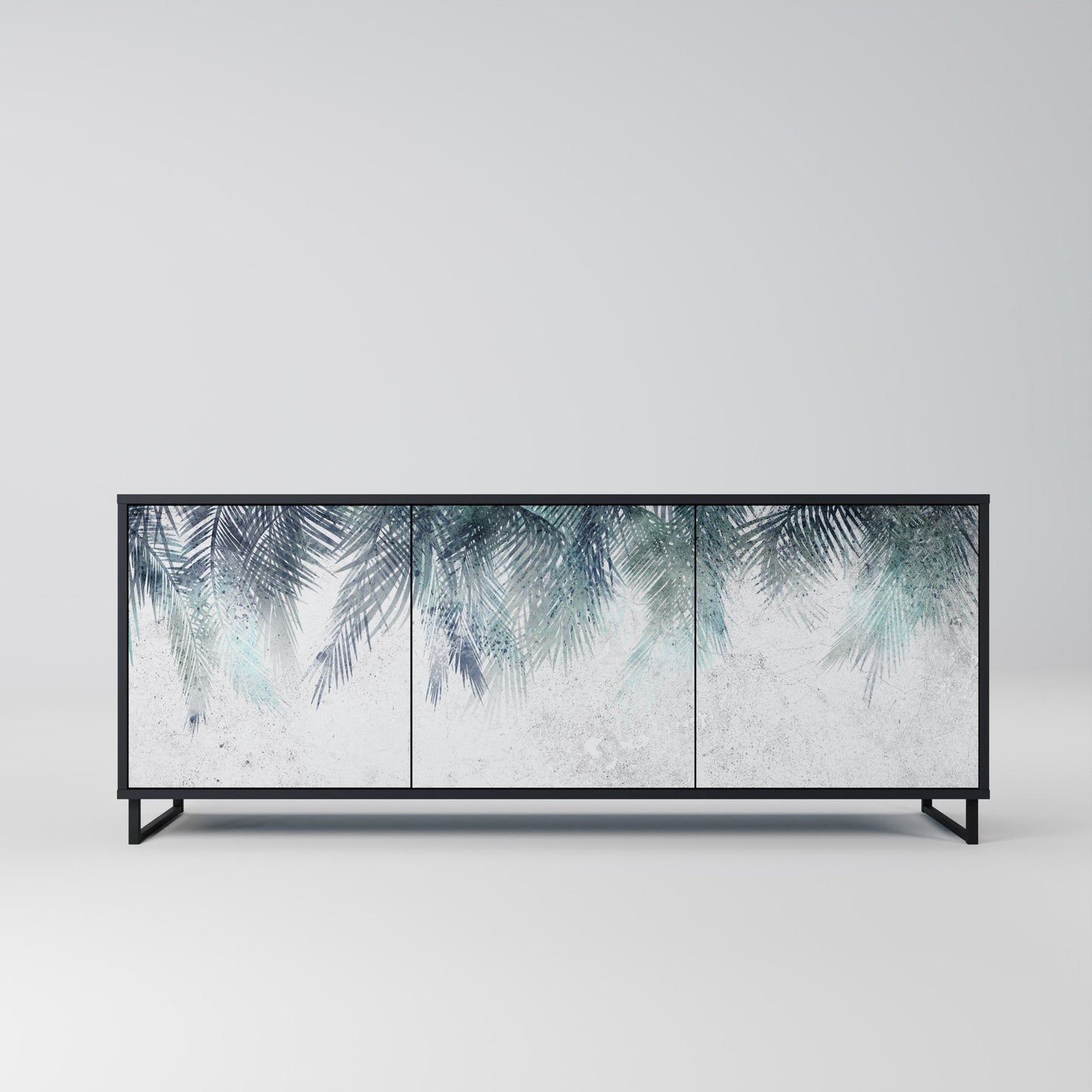 Credenza PALM VEIL a 3 ante in finitura nera