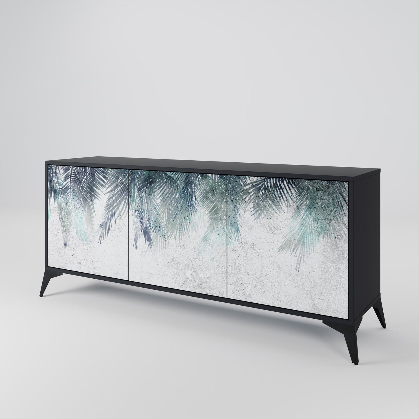 Credenza PALM VEIL a 3 ante in finitura nera