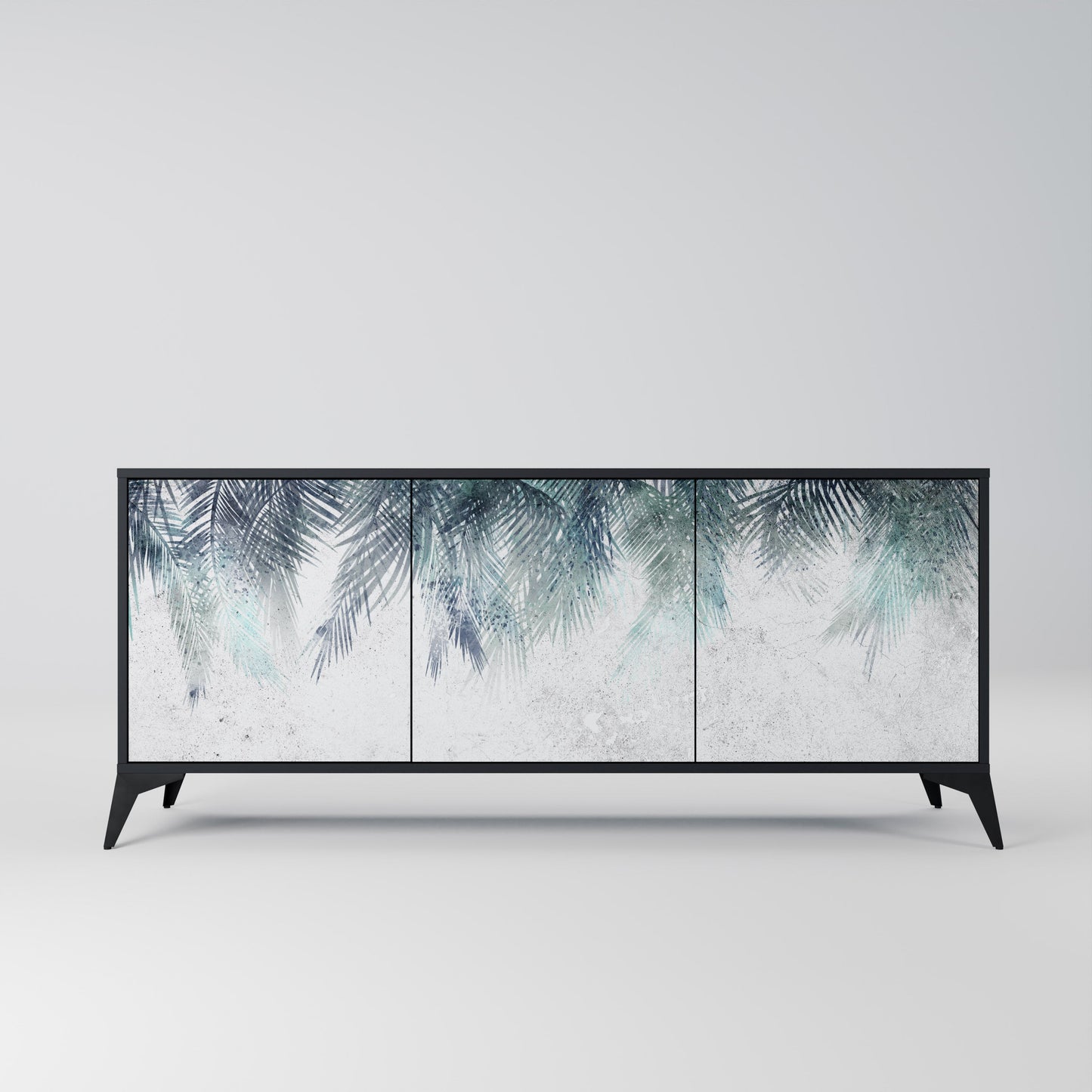 Credenza PALM VEIL a 3 ante in finitura nera
