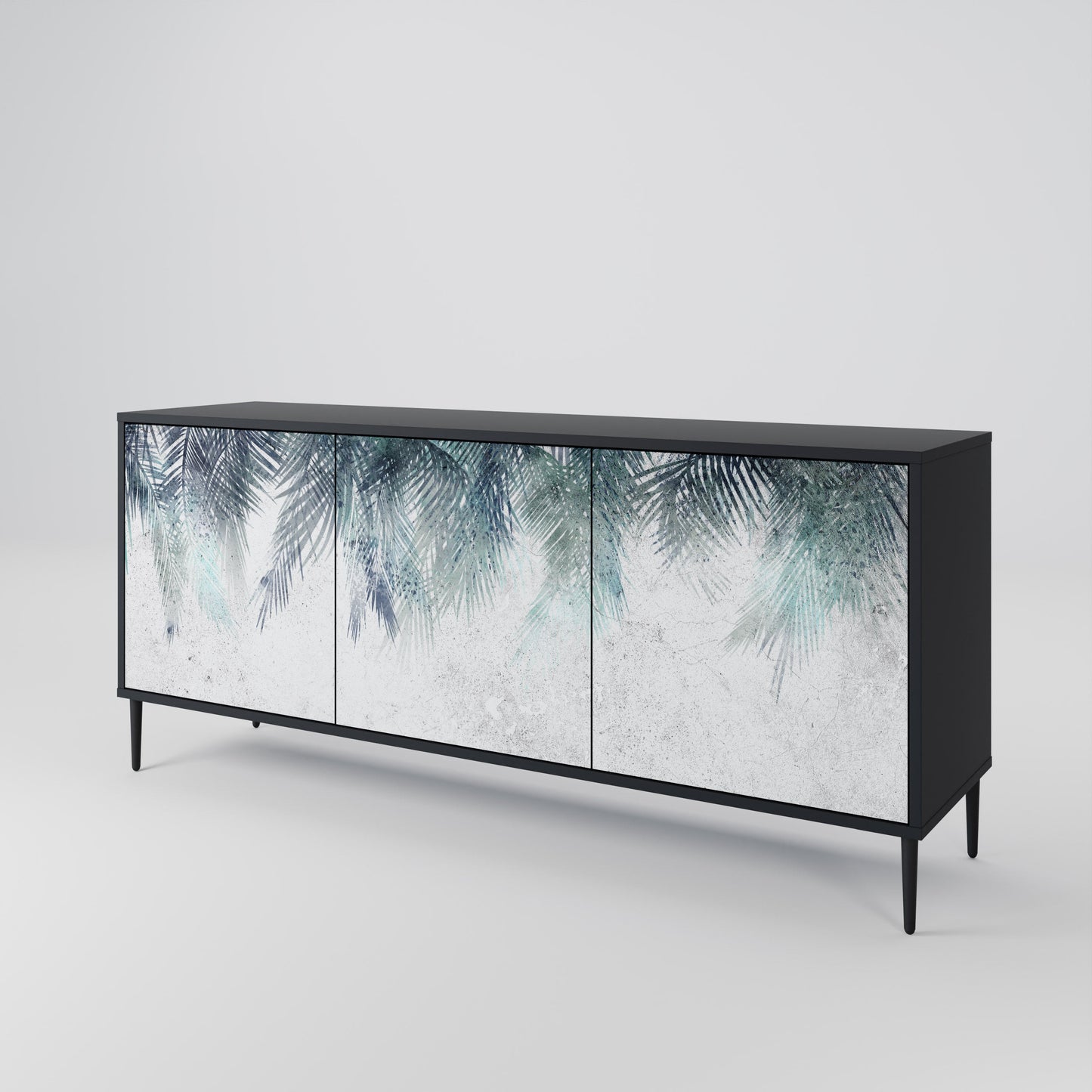 Credenza PALM VEIL a 3 ante in finitura nera