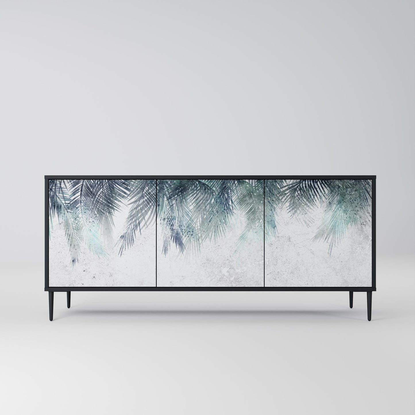 Credenza PALM VEIL a 3 ante in finitura nera