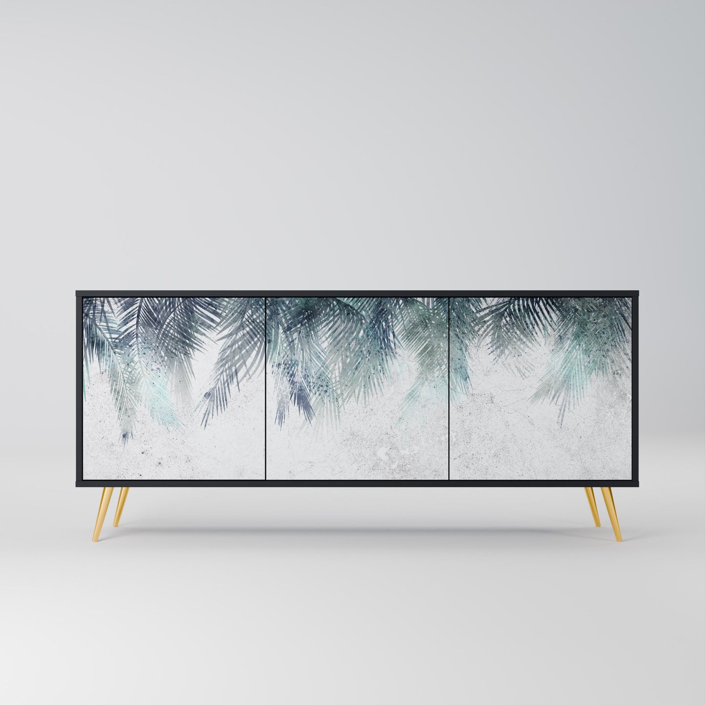 Credenza PALM VEIL a 3 ante in finitura nera