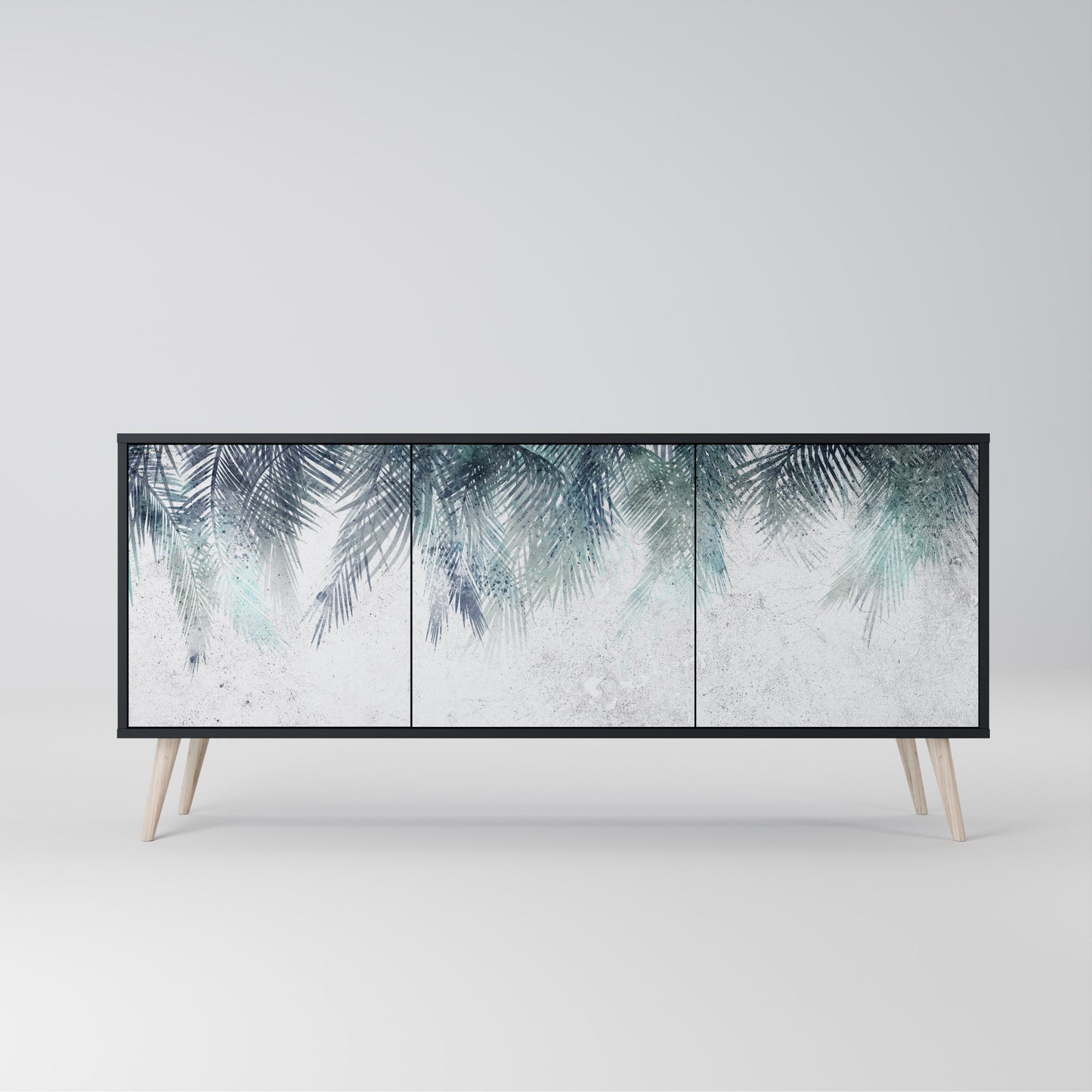 Credenza PALM VEIL a 3 ante in finitura nera